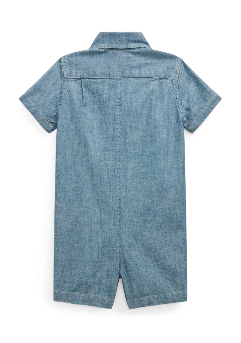 Baby Boys Indigo Cotton Chambray Shortall