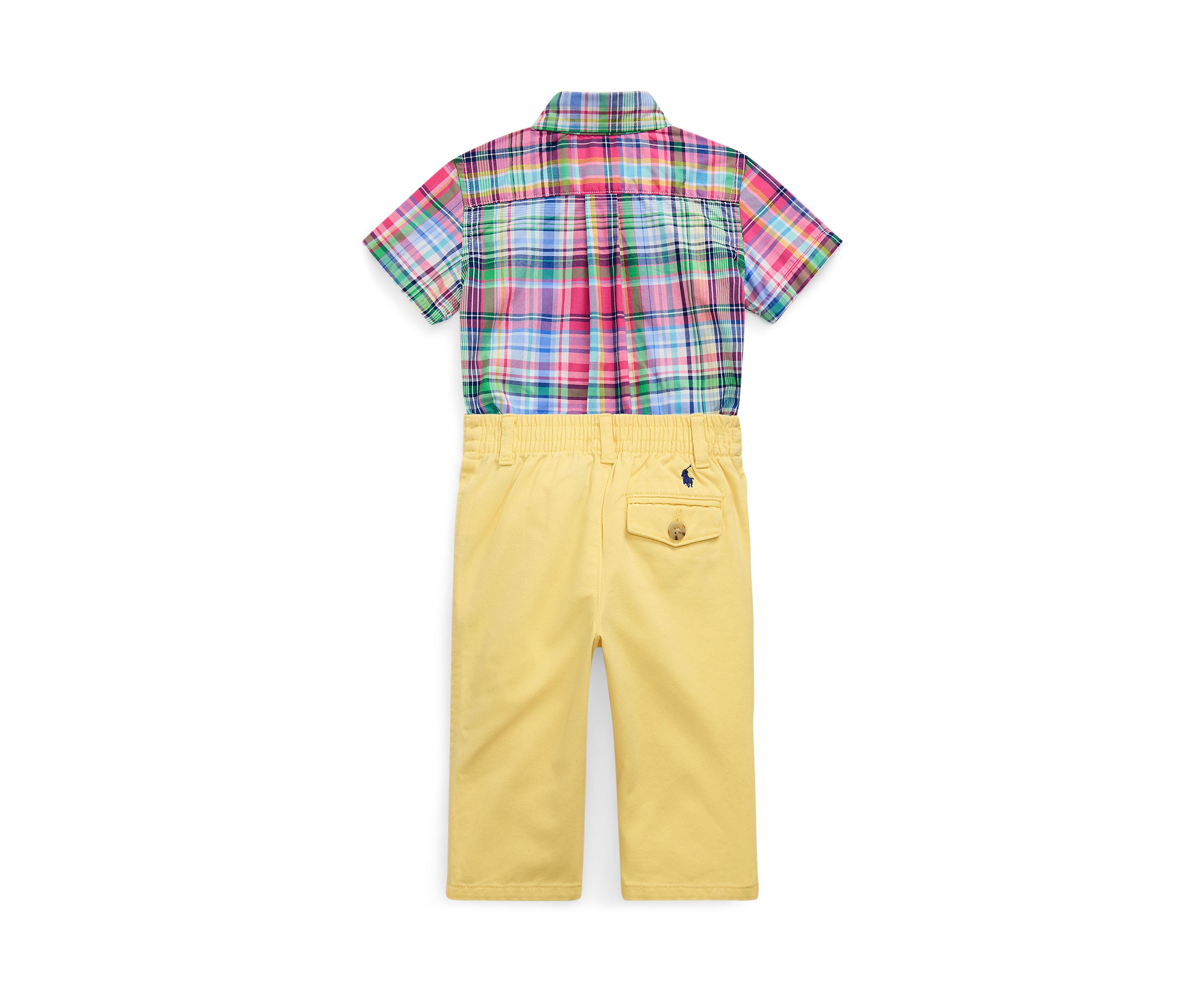 Baby Boys Plaid Cotton Shirt & Chino Pants Set
