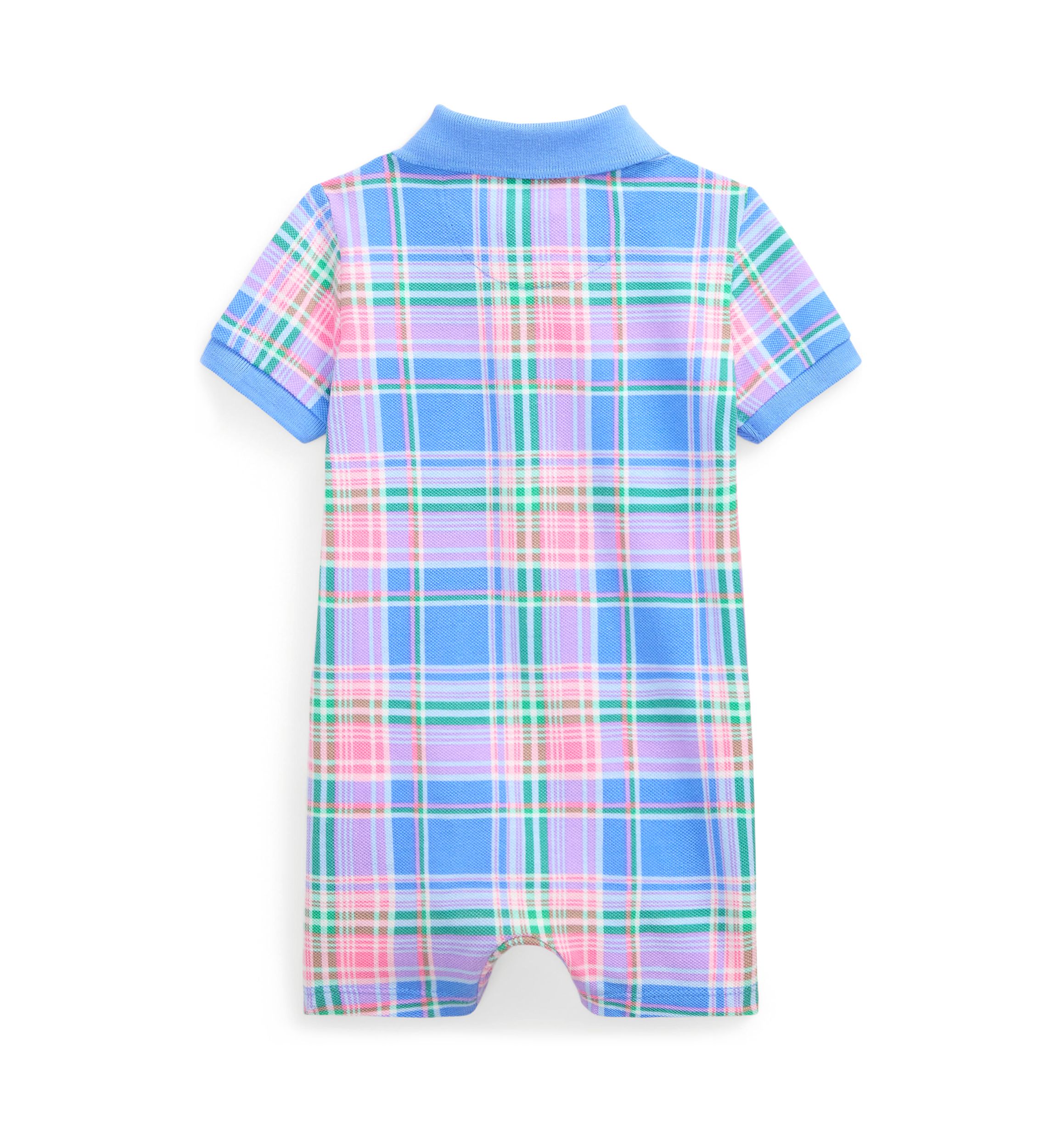 Baby Boys Plaid Printed Cotton Mesh Polo Shortall