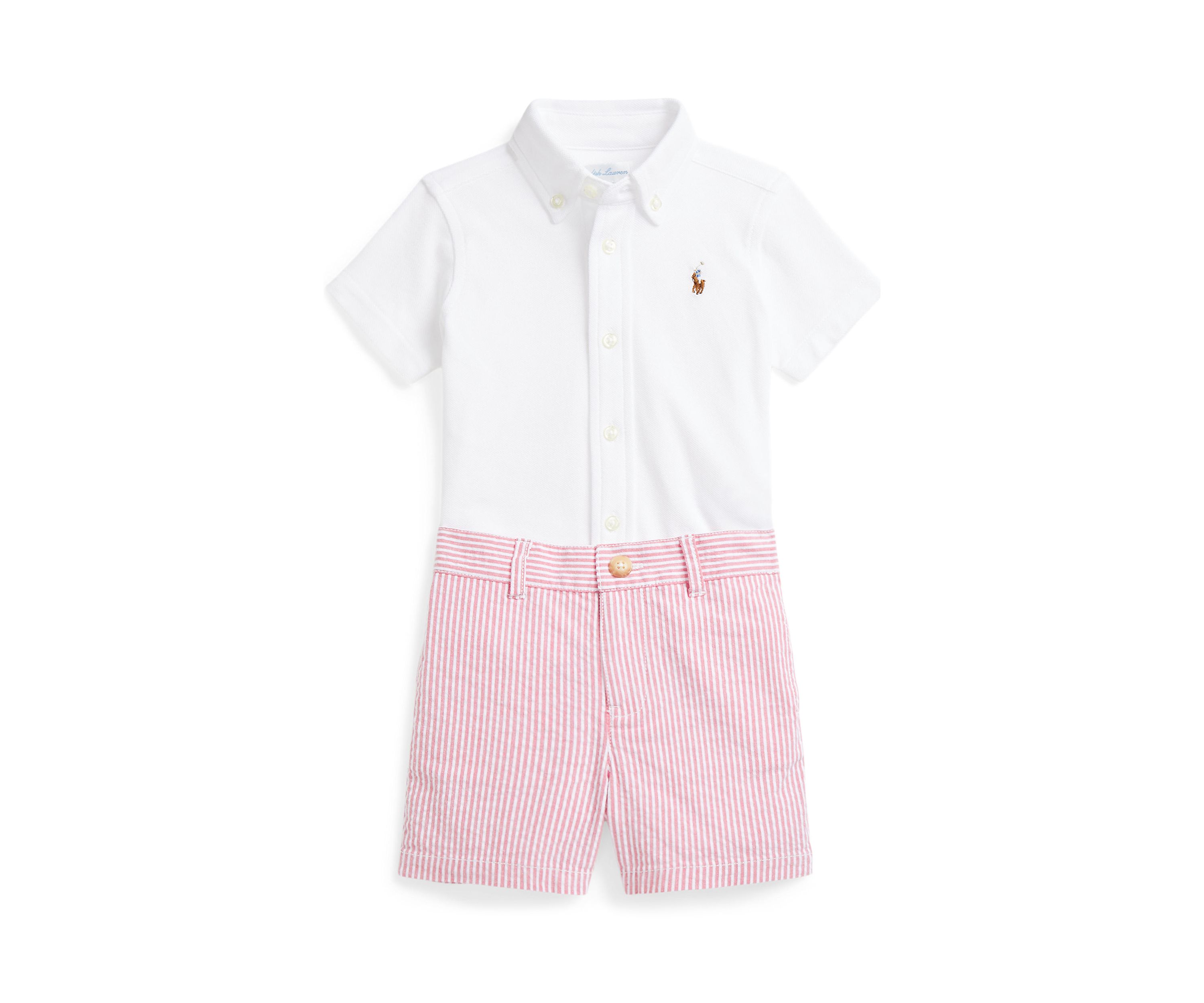 Baby Boys Shirt, Belt & Seersucker Pant Set