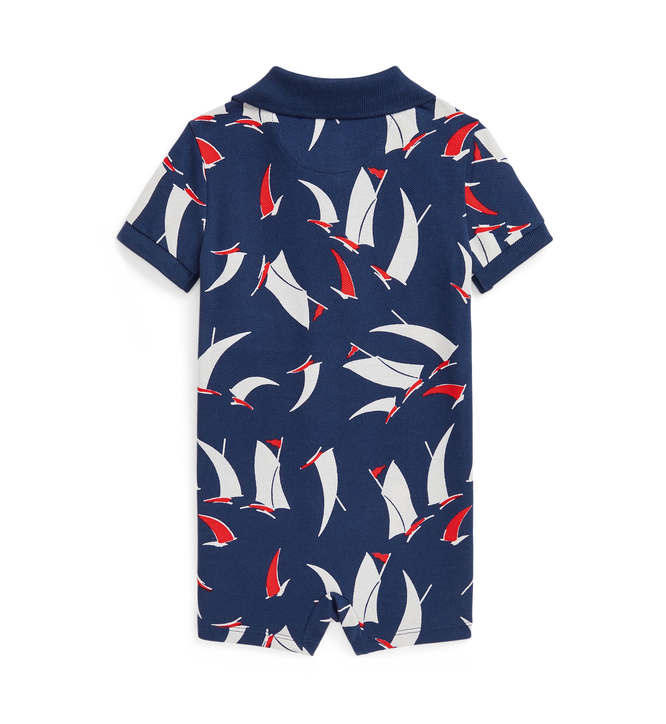 Baby Boys Sailboat Print Cotton Mesh Polo Shortall