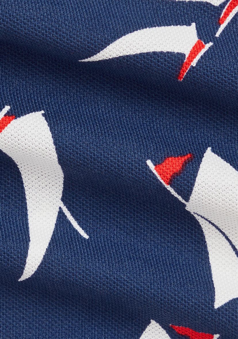 Baby Boys Sailboat Print Cotton Mesh Polo Shortall