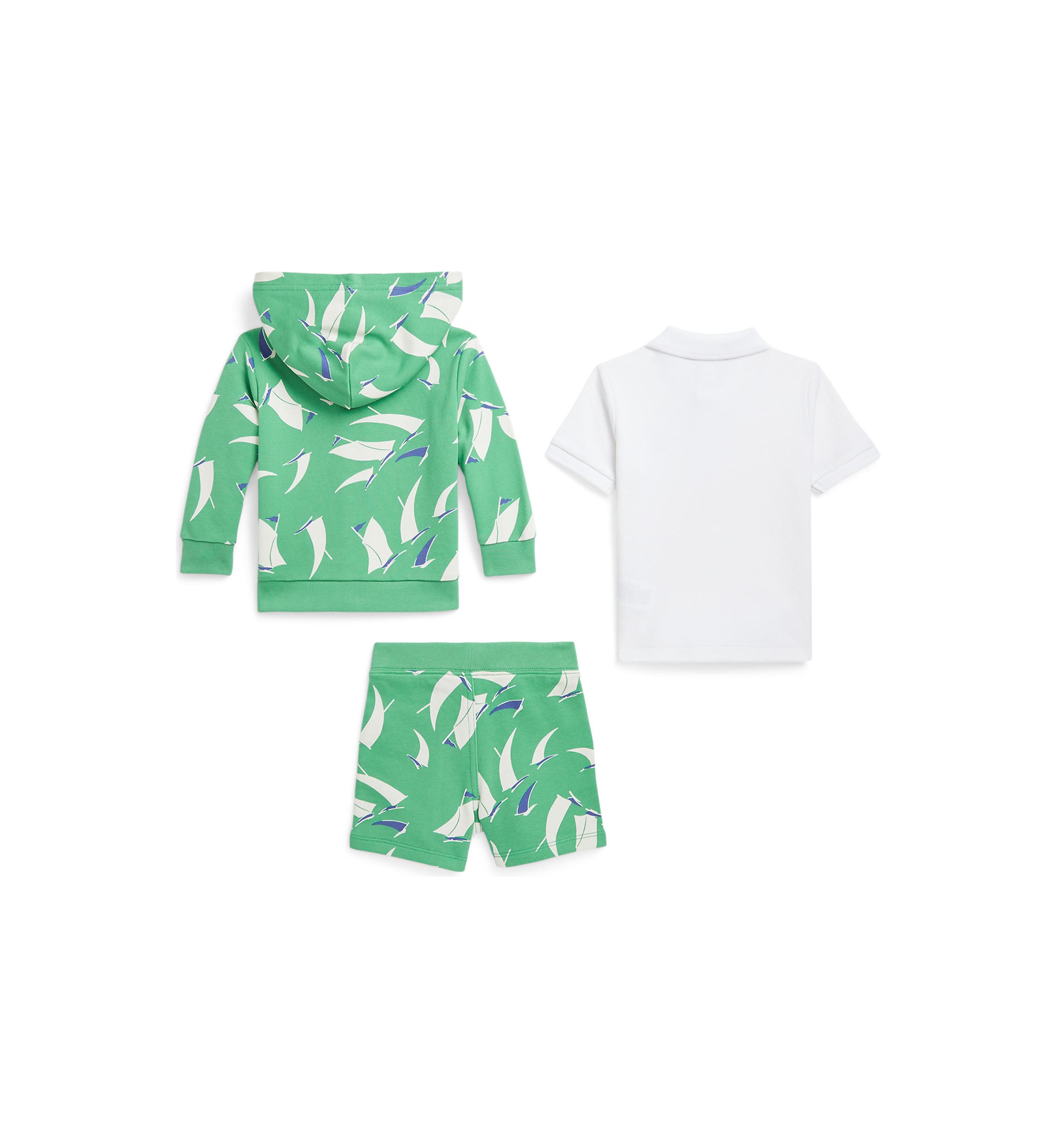 Baby Boys Polo Shirt, Terry Hoodie & Shorts Set