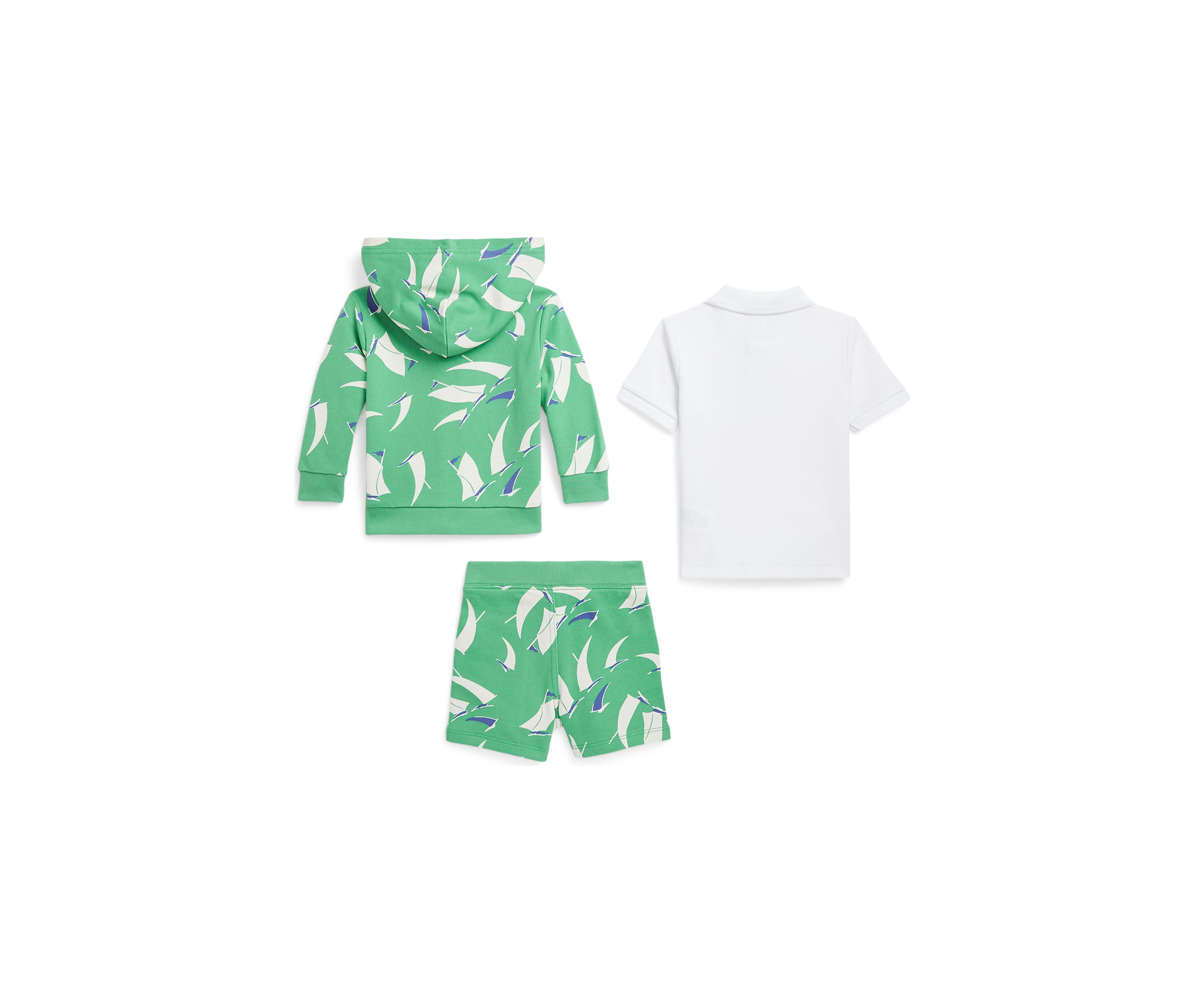 Baby Boys Polo Shirt, Terry Hoodie & Shorts Set