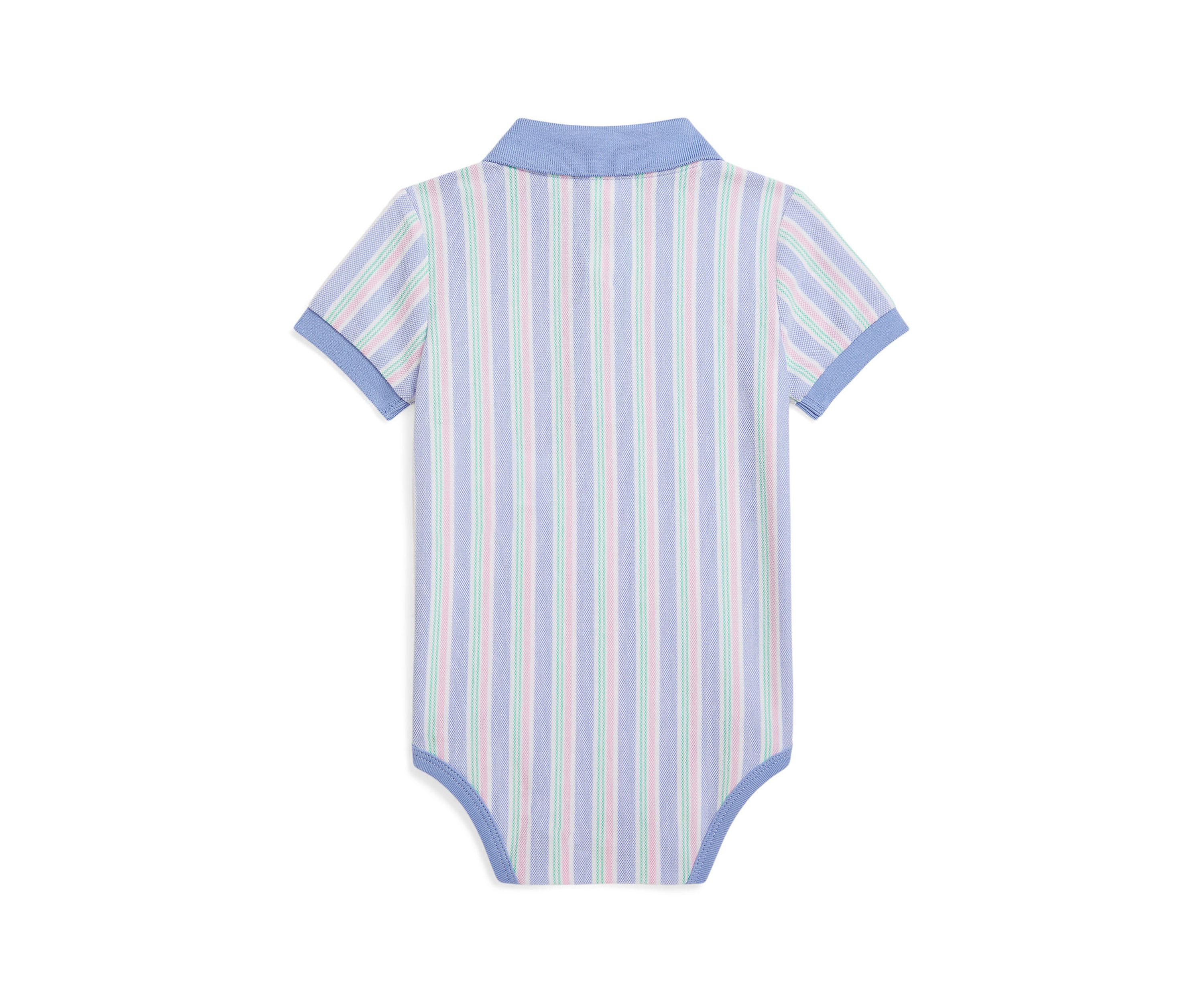 Baby Boys Striped Oxford Mesh Polo Bodysuit