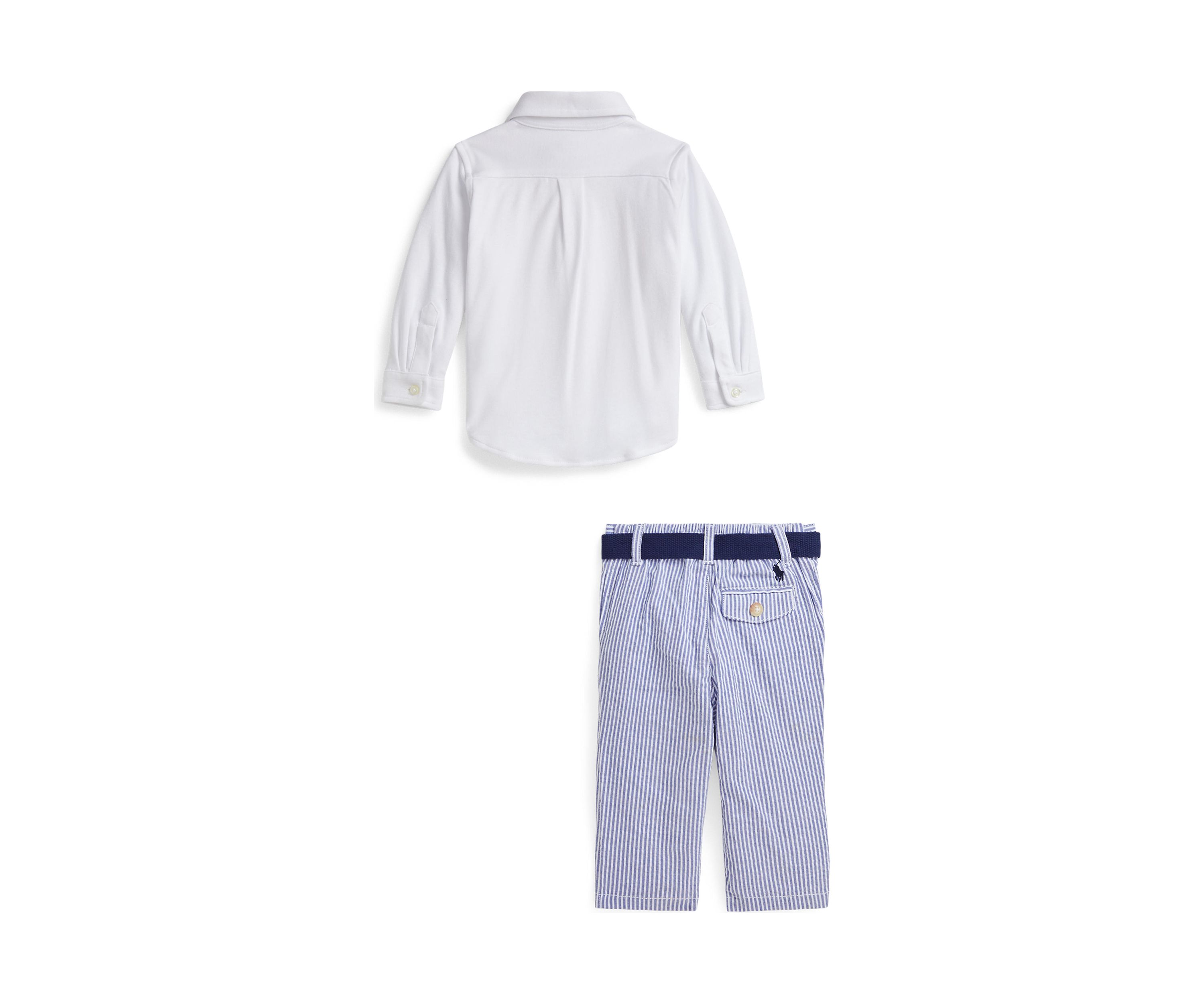 Baby Boys Shirt, Belt, and Seersucker Pants Set
