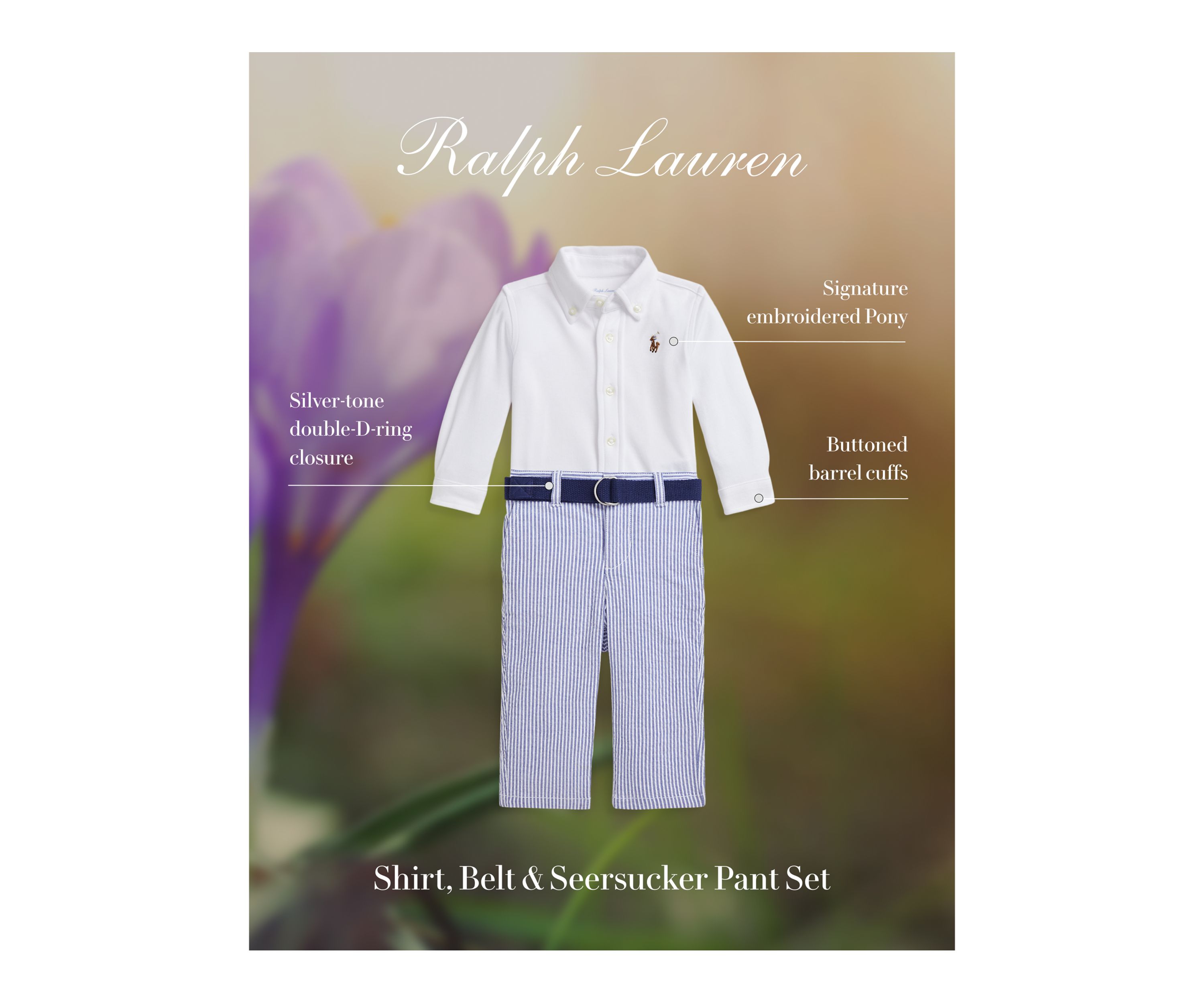 Baby Boys Shirt, Belt, and Seersucker Pants Set