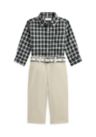 Baby Boys Plaid Shirt, Belt & Canvas Pant Set