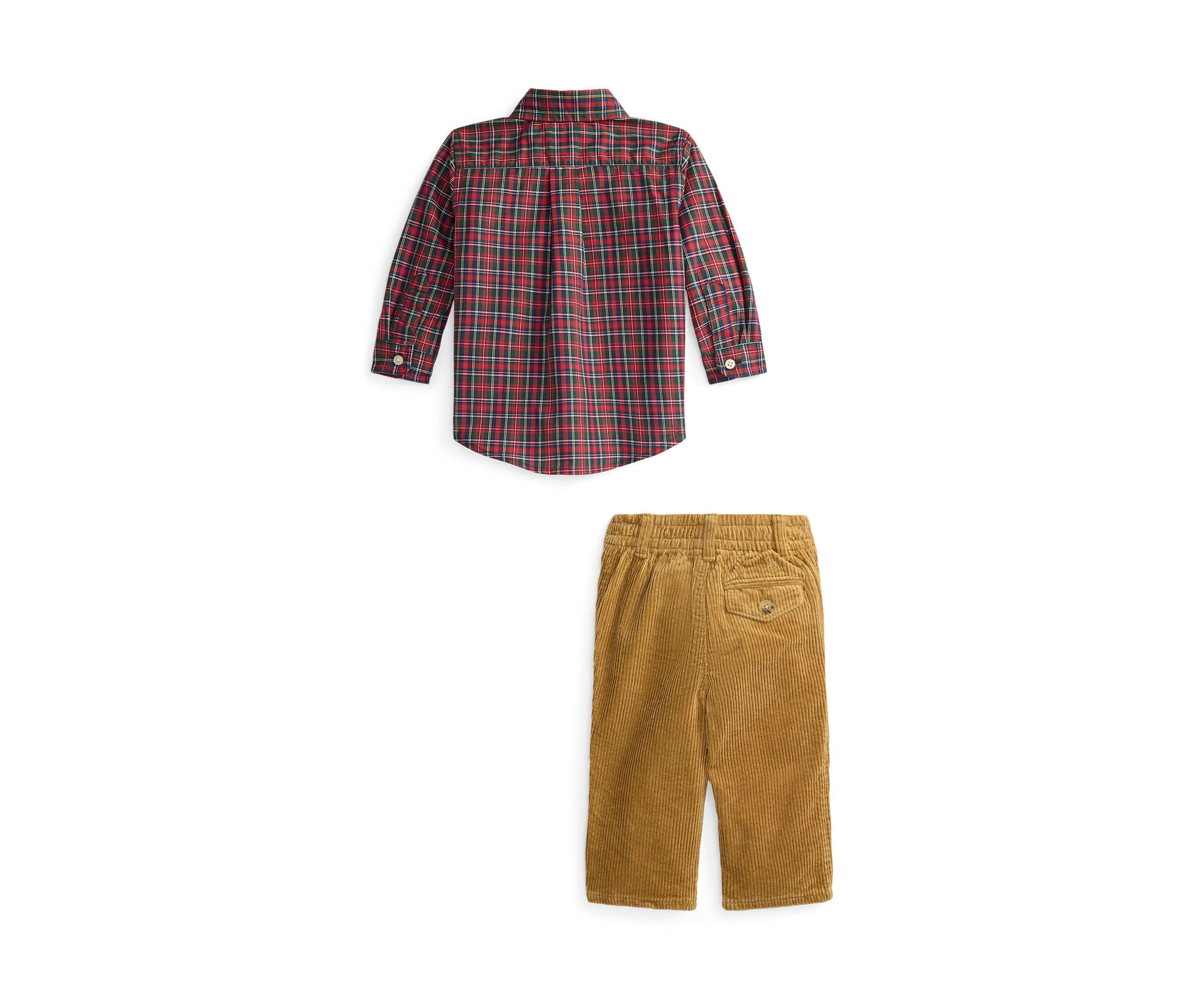Baby Boys Plaid Cotton Shirt & Corduroy Pant Set