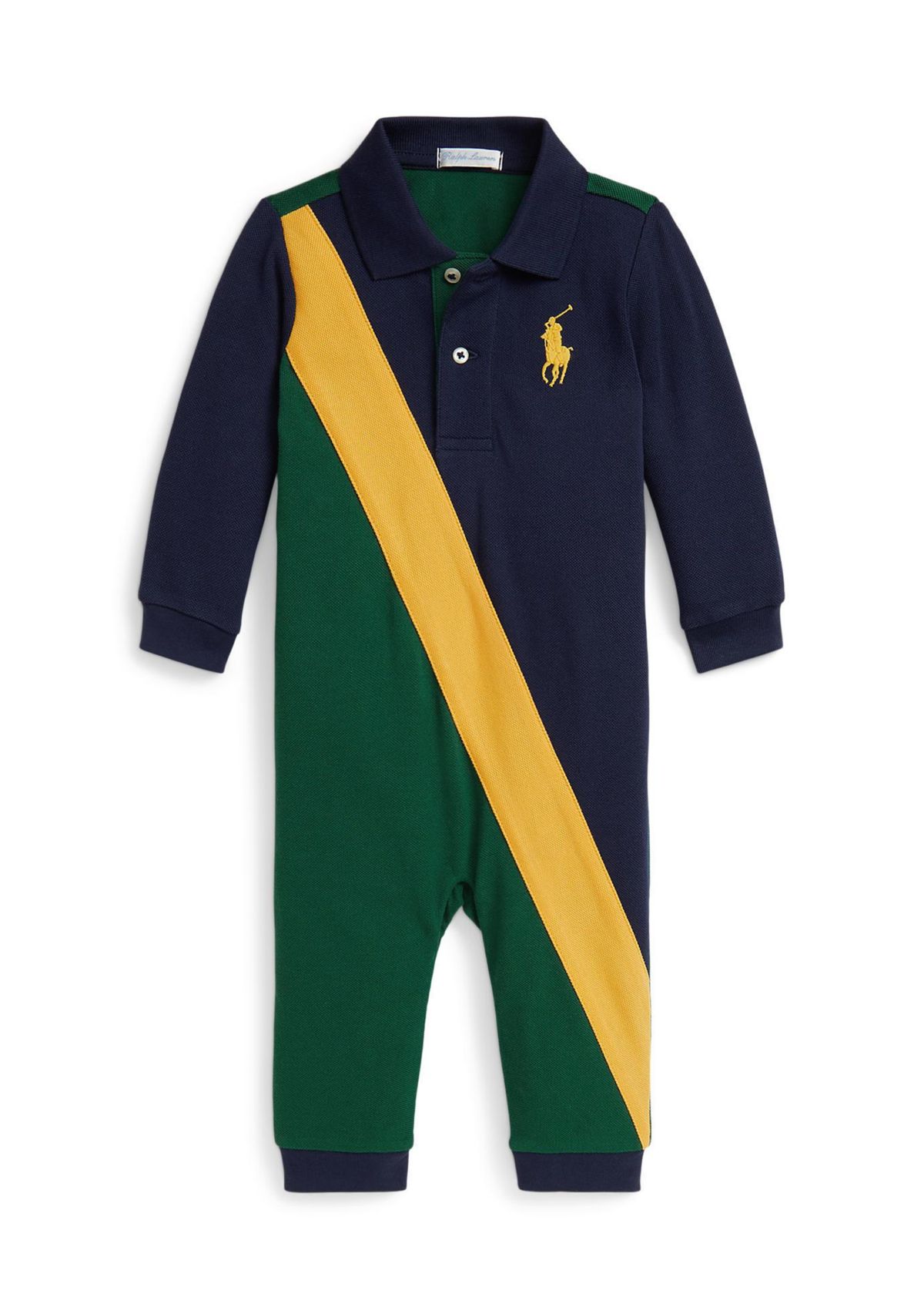 Baby Boys Big Pony Cotton Mesh Polo Coverall