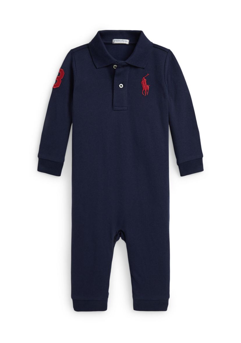 Baby Boys Big Pony Cotton Mesh Polo Coverall