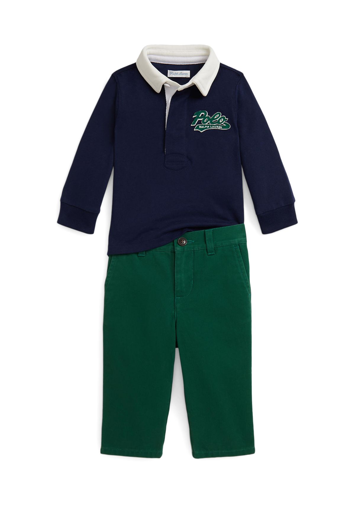 Baby Boys Logo Cotton Rugby Shirt & Chino Pant Set