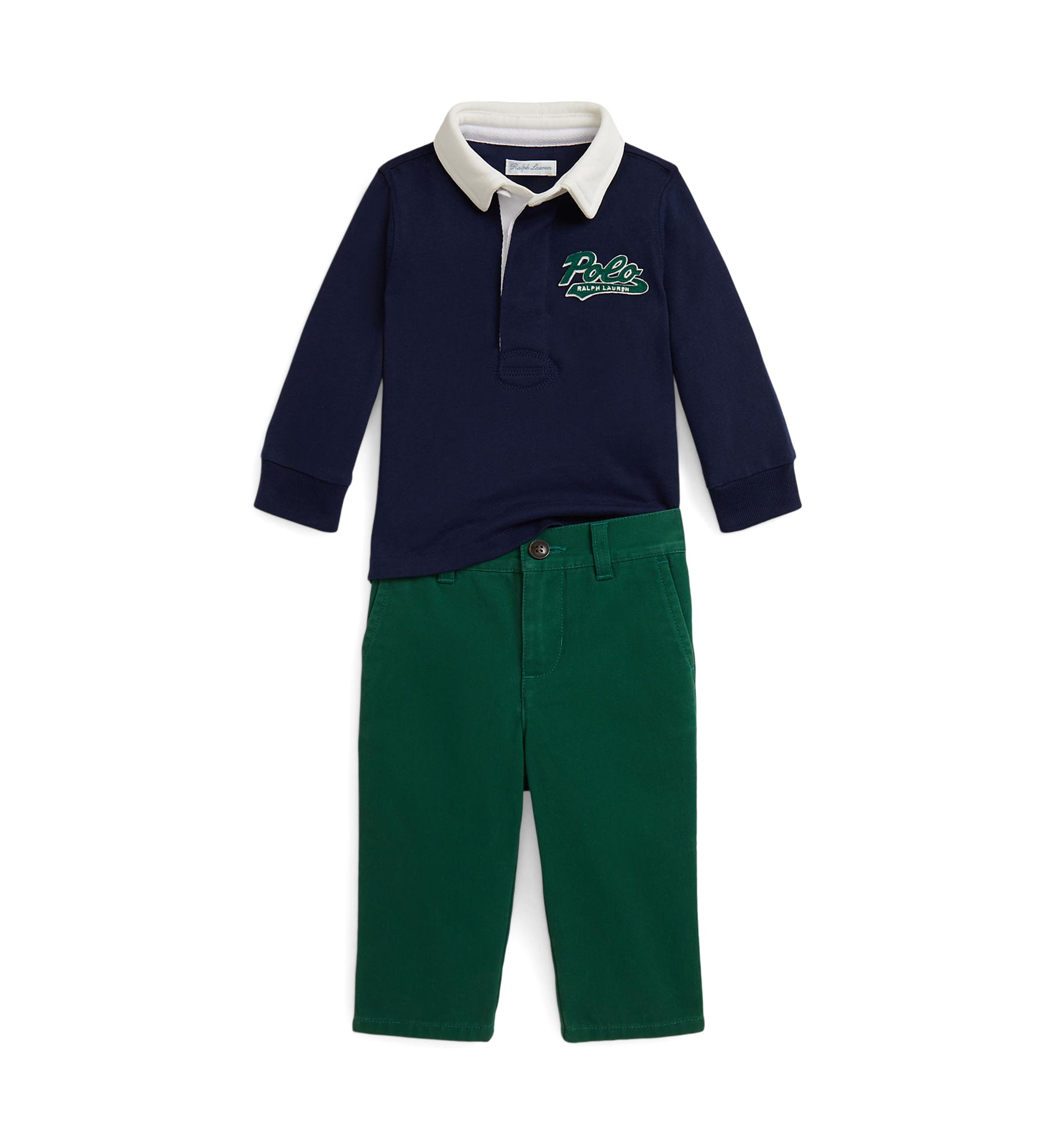 Baby Boys Logo Cotton Rugby Shirt & Chino Pant Set