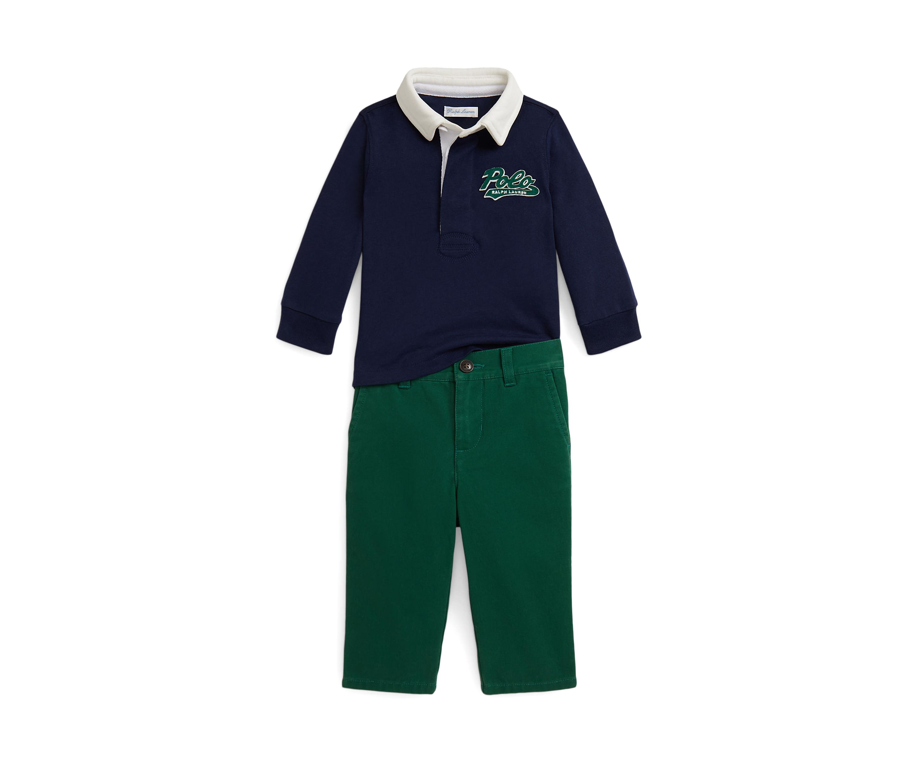 Baby Boys Logo Cotton Rugby Shirt & Chino Pant Set