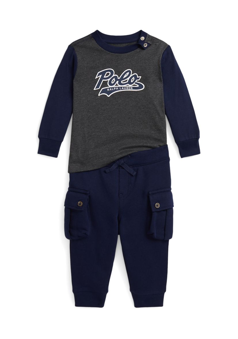Baby Boys Logo Jersey Tee & Fleece Jogger Pant Set