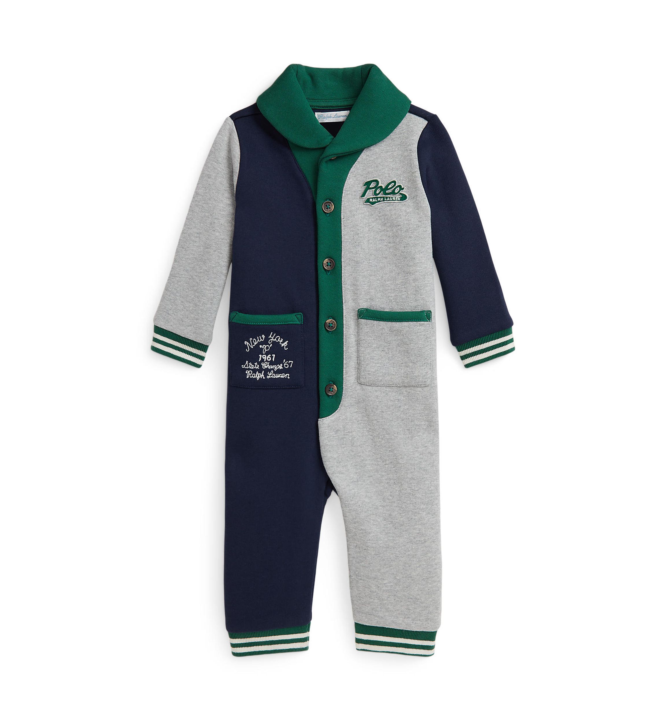 Baby Boys Logo Color Blocked Fleece Coverall