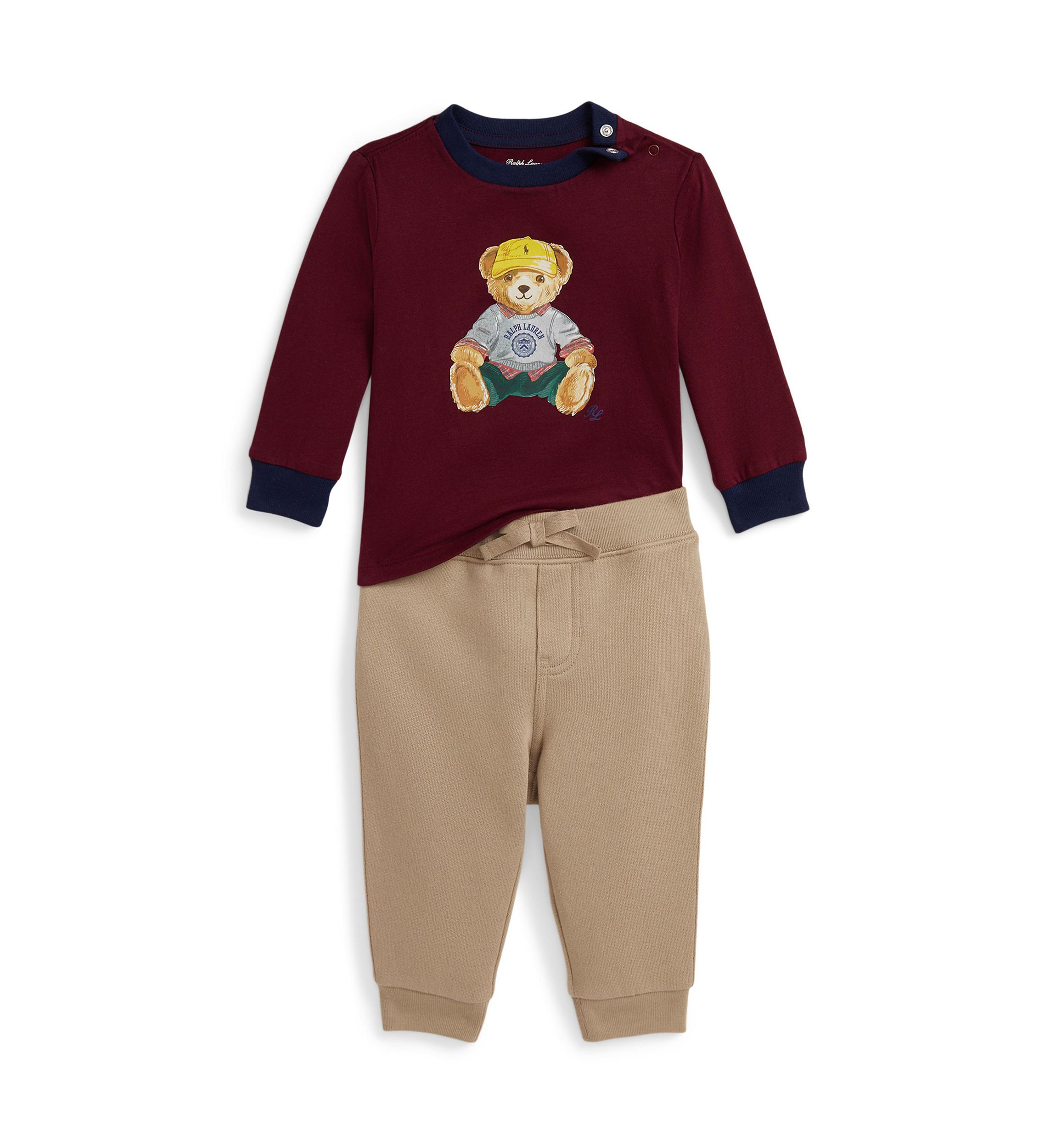 Baby Boys Polo Bear Jersey T-Shirt & Fleece Pants Set