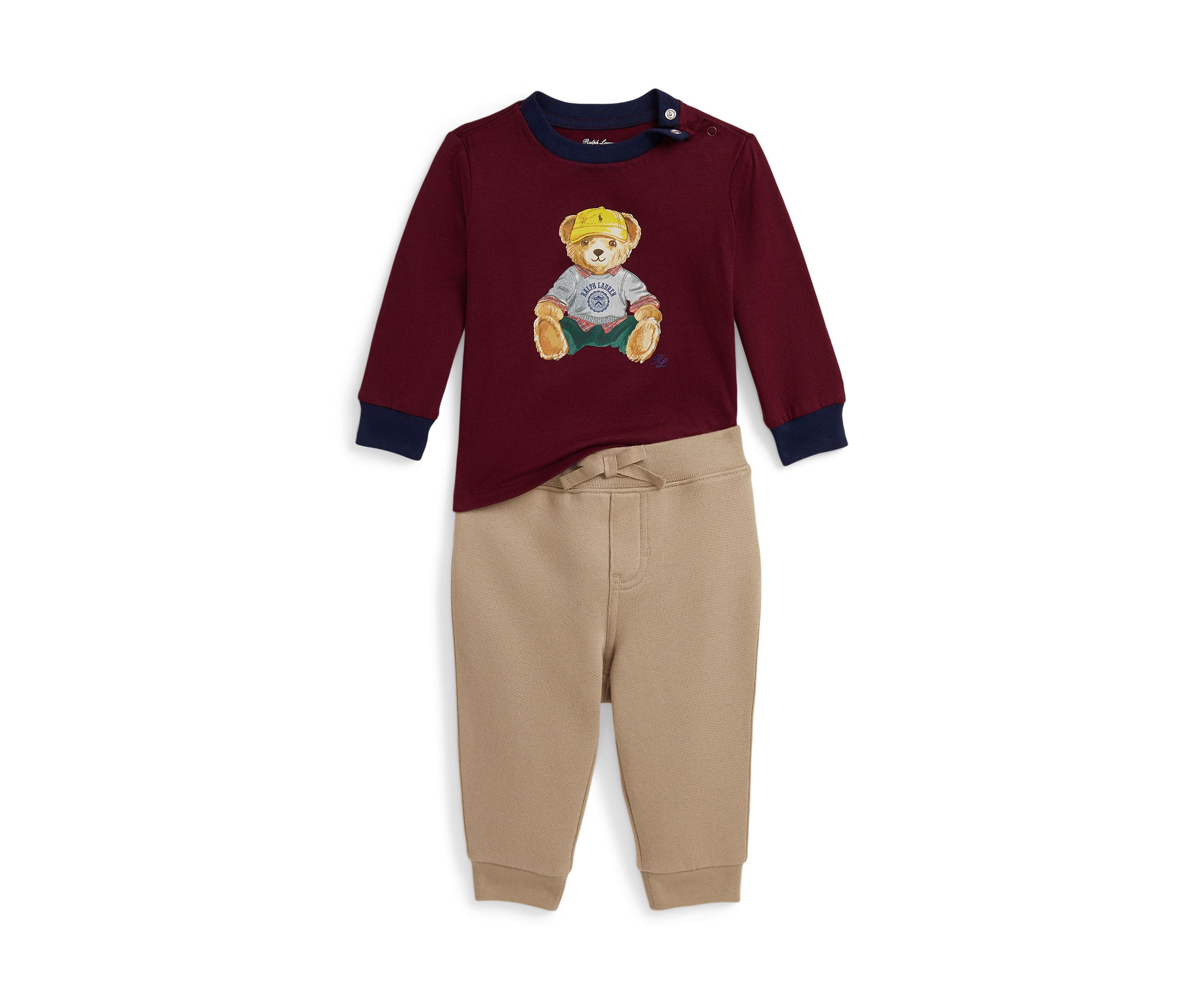 Baby Boys Polo Bear Jersey T-Shirt & Fleece Pants Set