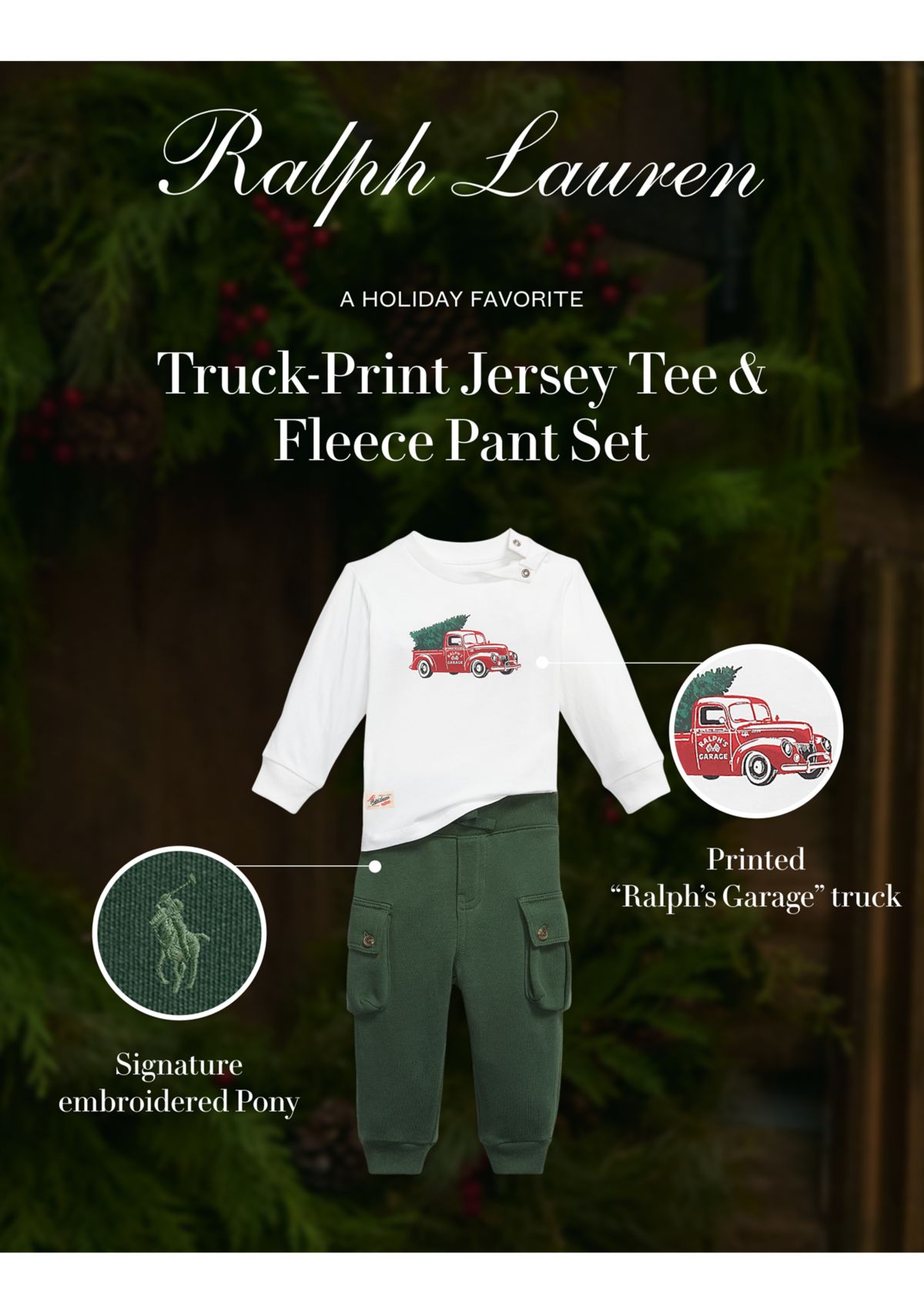 Baby Boys Truck-Print Jersey Tee & Fleece Pant Set