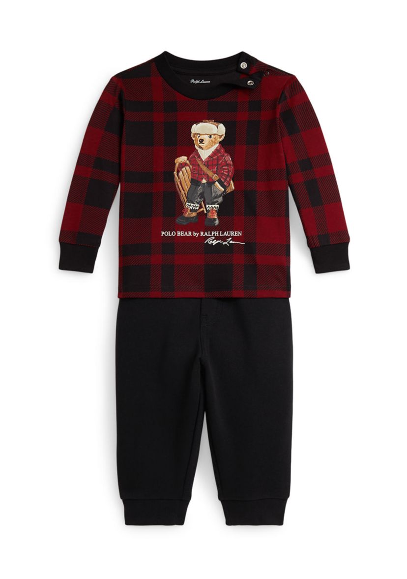 Baby Boys Polo Bear Jersey Tee & Fleece Pant Set