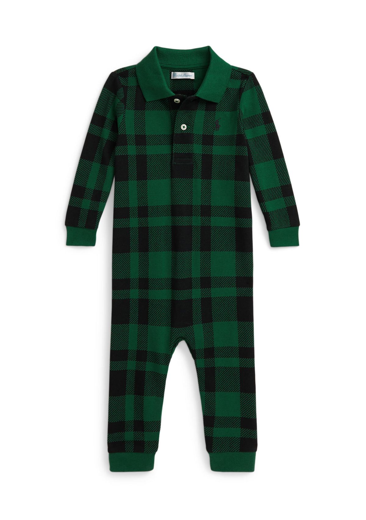 Baby Boys Plaid Cotton Mesh Polo Coverall