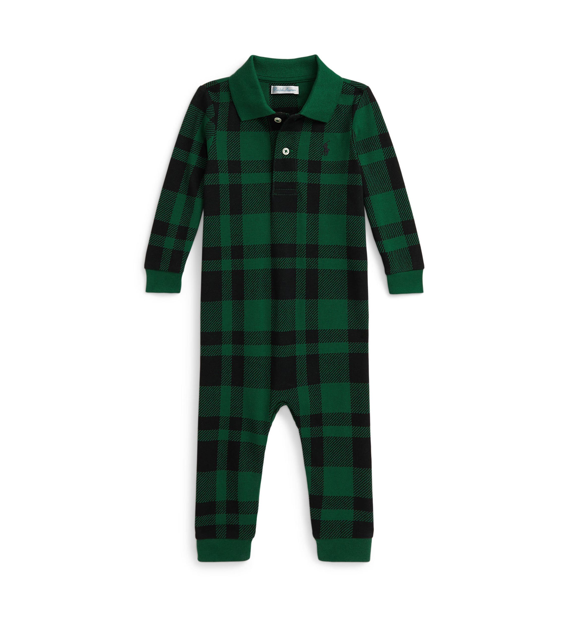 Baby Boys Plaid Cotton Mesh Polo Coverall