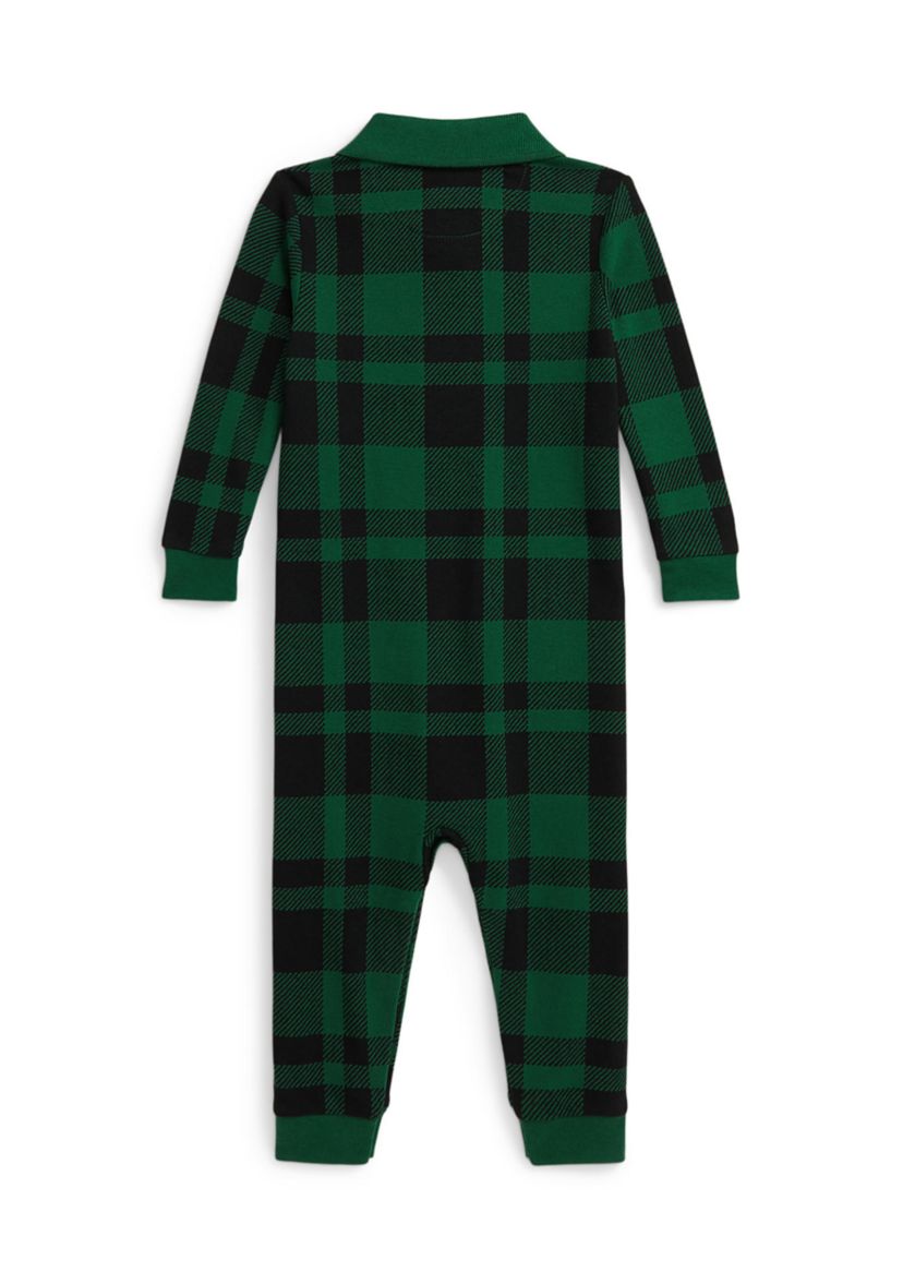 Baby Boys Plaid Cotton Mesh Polo Coverall