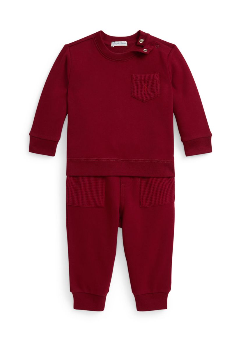 Baby Boys Waffle-Trim Sweatshirt & Jogger Pant Set
