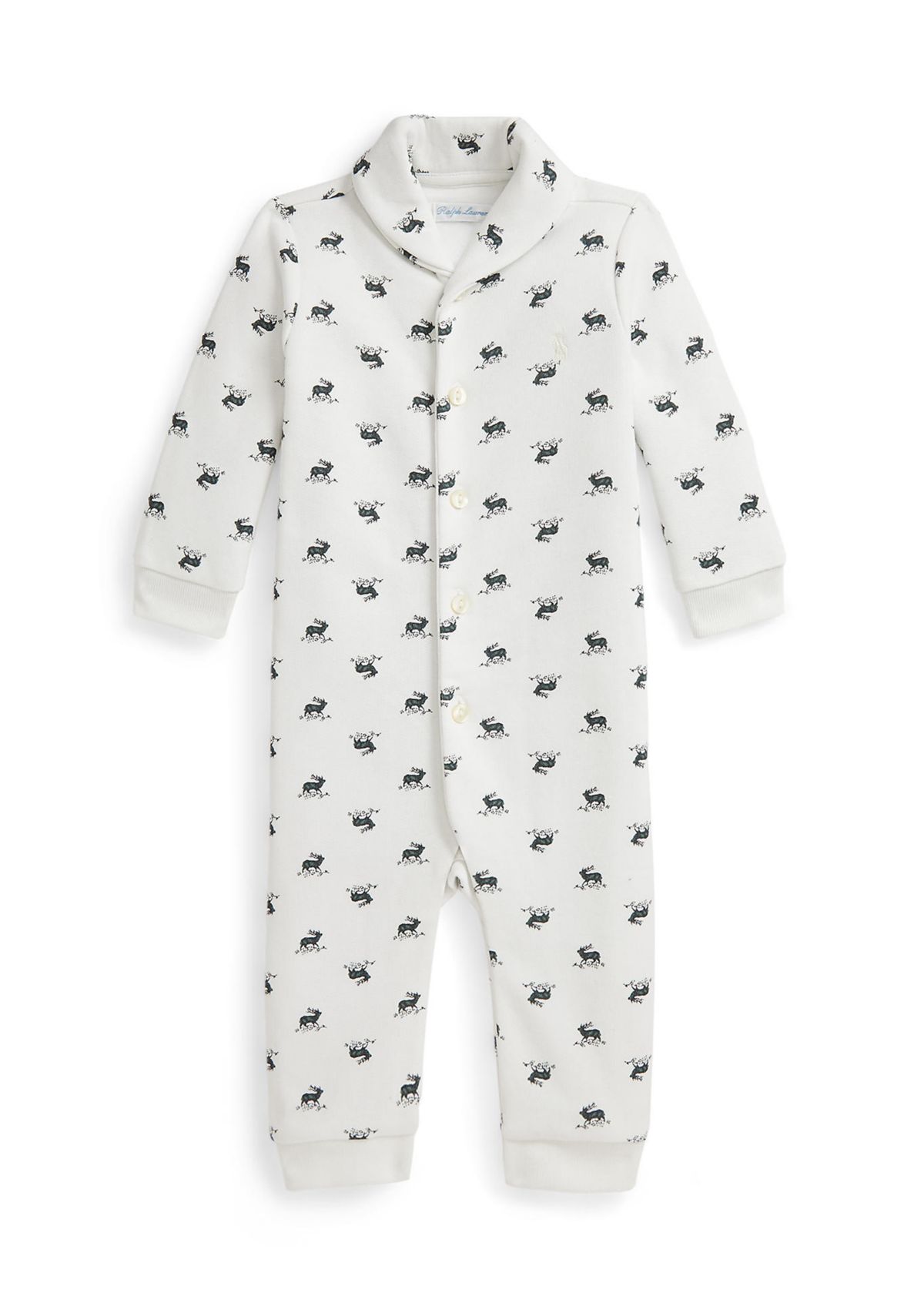 Baby Boys Elk-Print Fleece Coverall