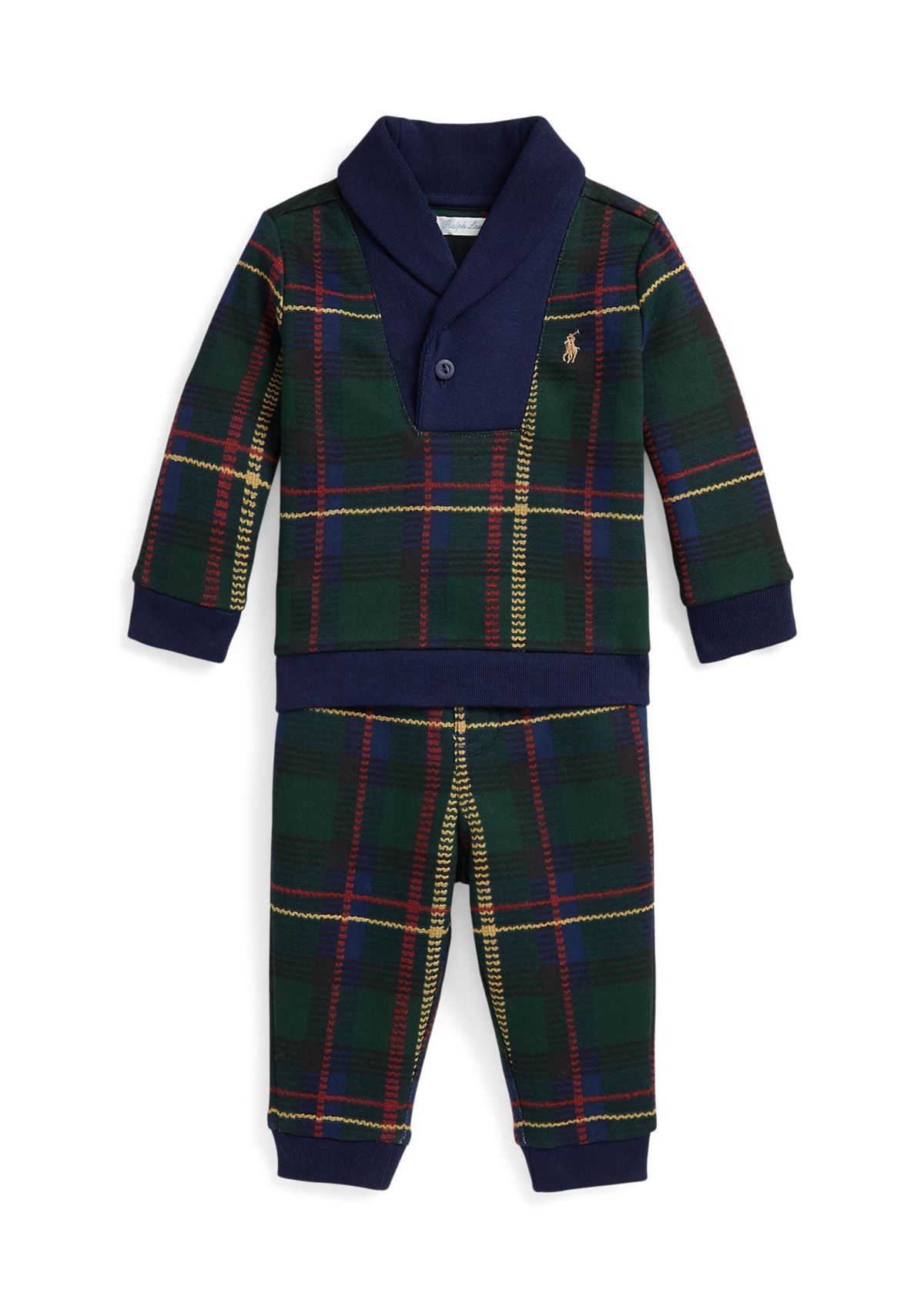 Baby Boys Plaid Fleece Sweatshirt & Pant Set
