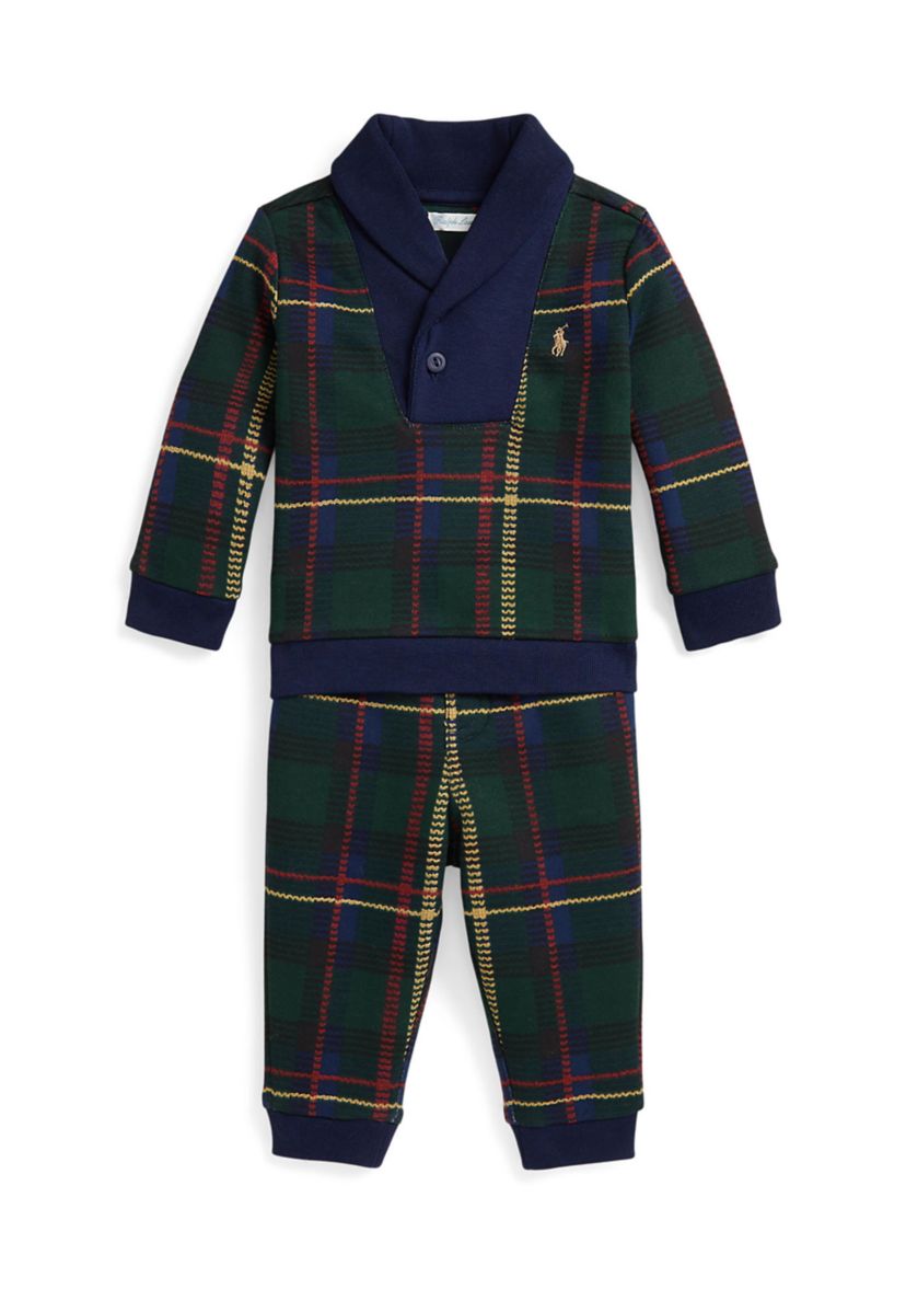 Baby Boys Plaid Fleece Sweatshirt & Pant Set