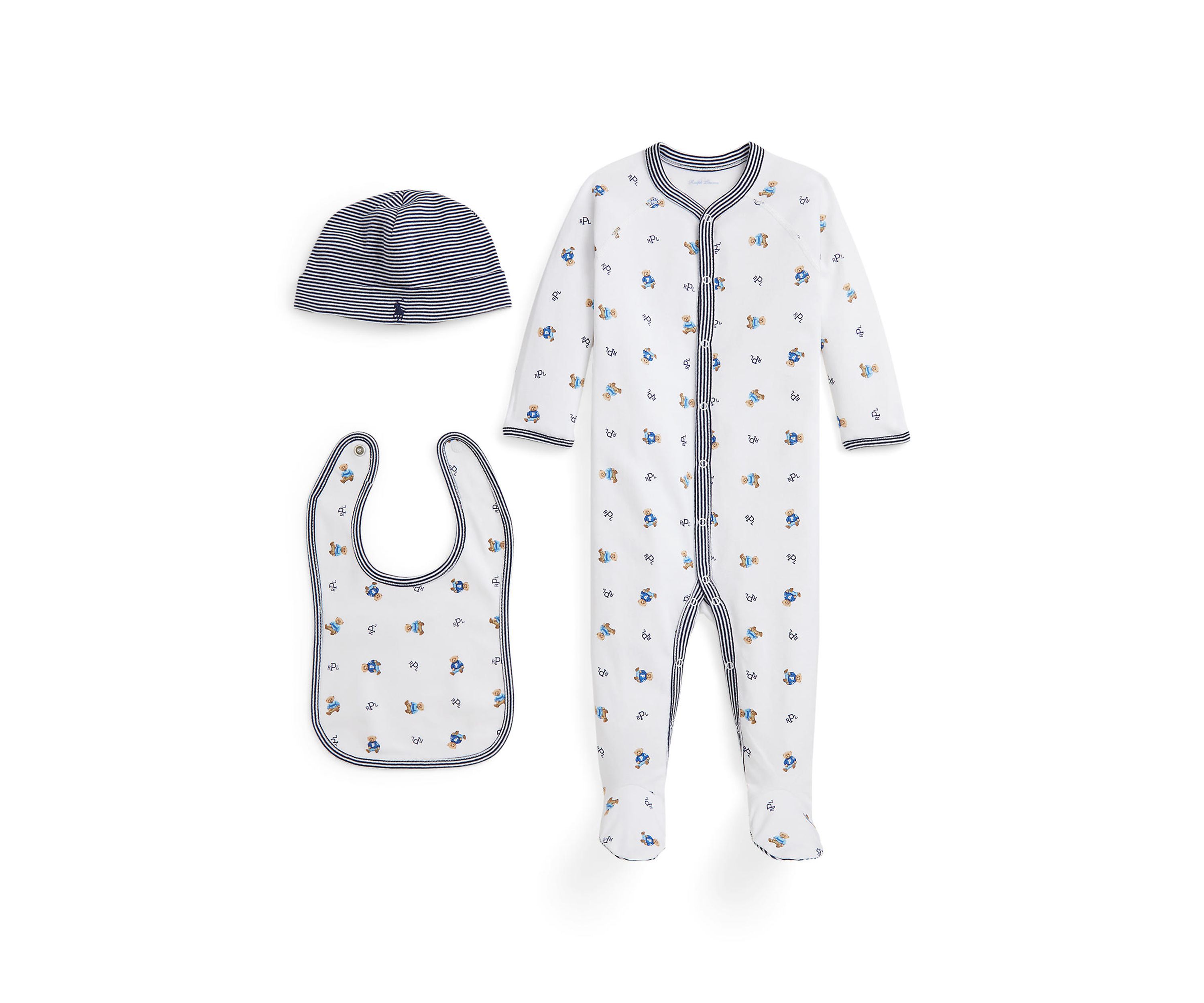 Baby Boys Polo Bear Cotton 3-Piece Gift Set