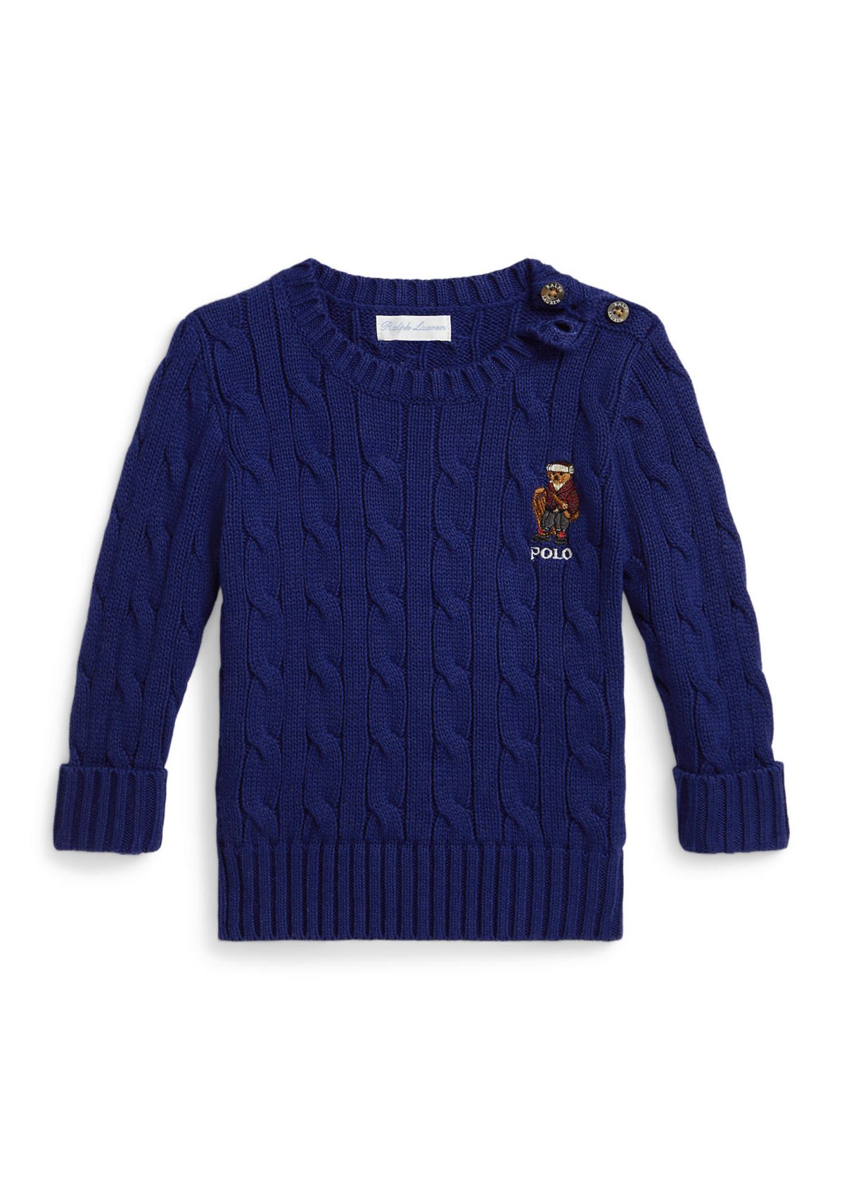 Baby Boys Polo Bear Cable-Knit Cotton Sweater