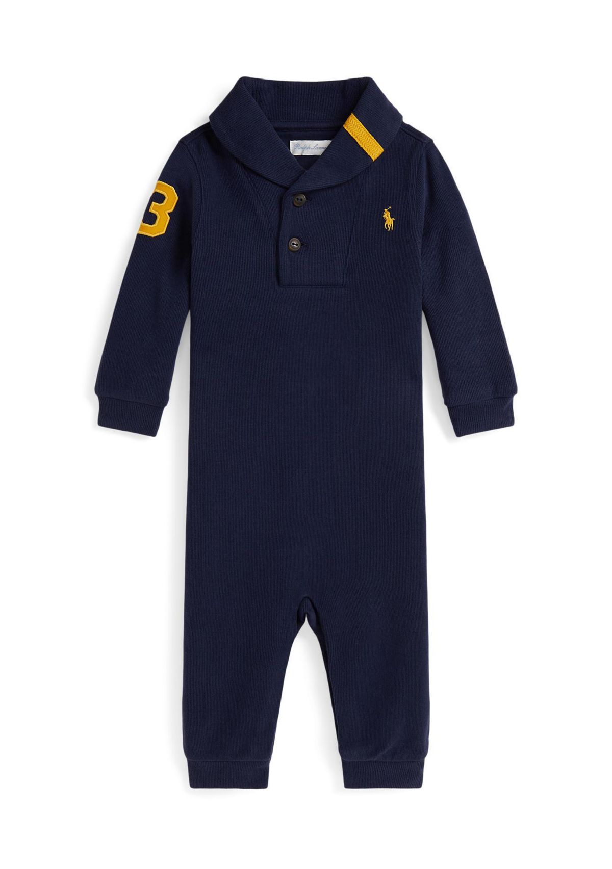 Baby Boys Estate Rib Cotton Shawl Coverall