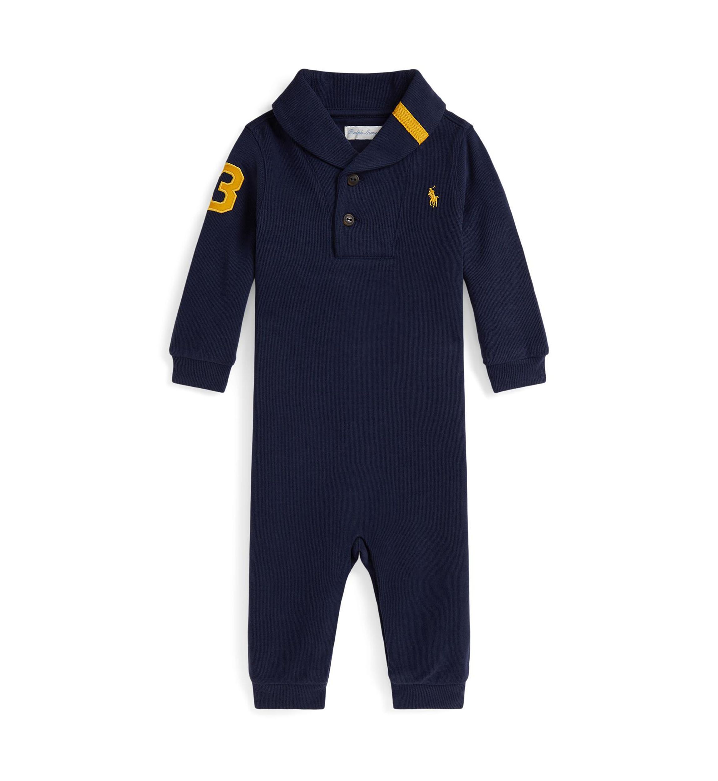 Baby Boys Estate Rib Cotton Shawl Coverall