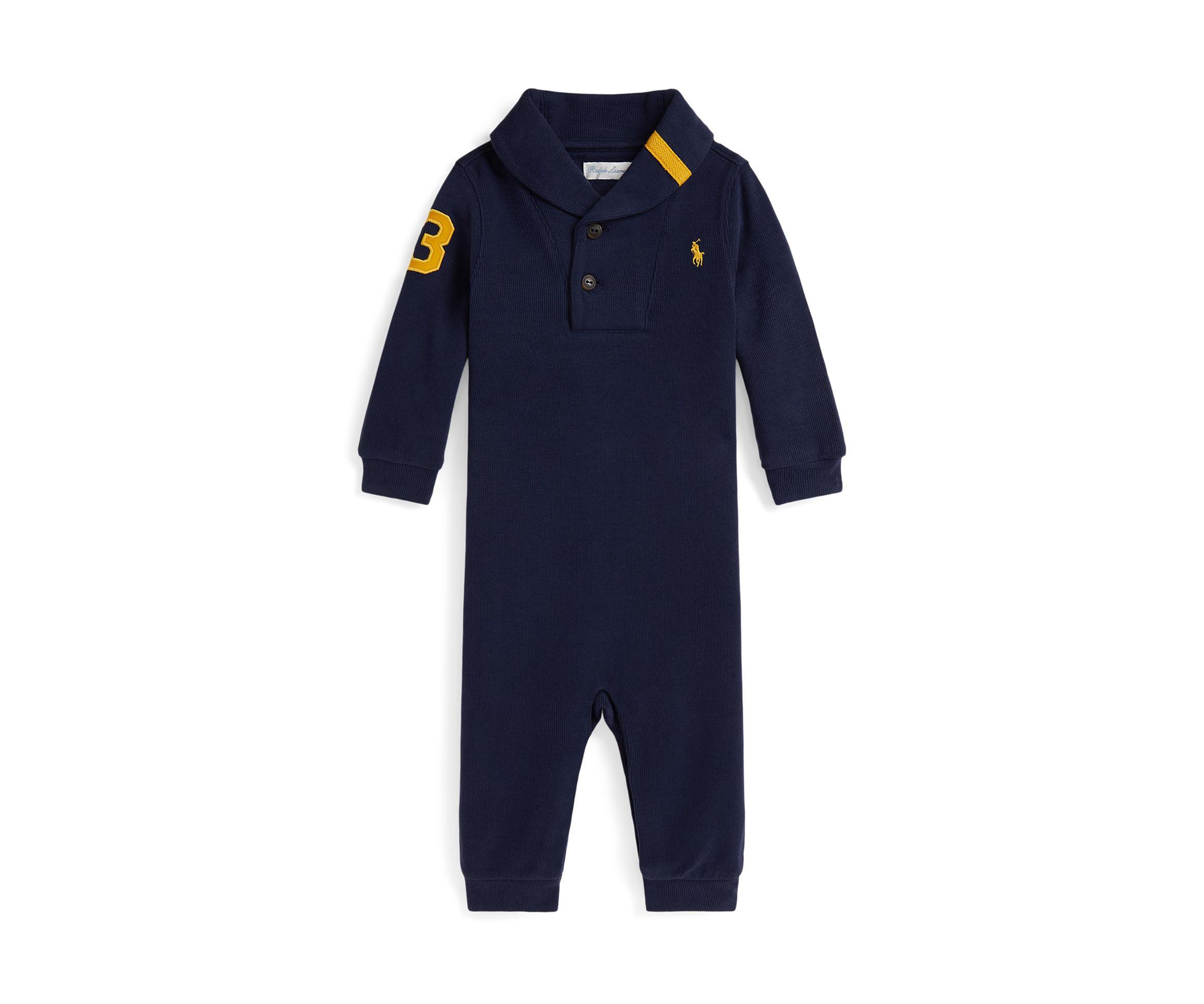 Baby Boys Estate Rib Cotton Shawl Coverall