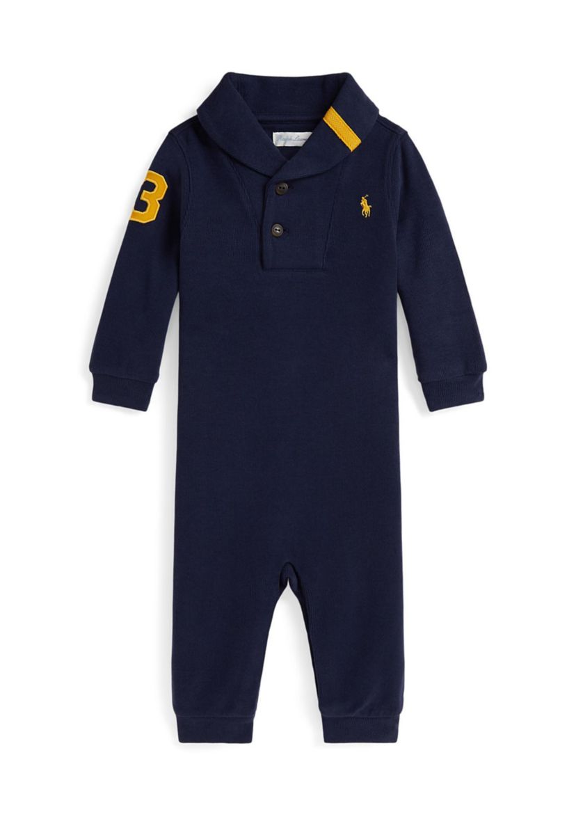 Baby Boys Estate Rib Cotton Shawl Coverall