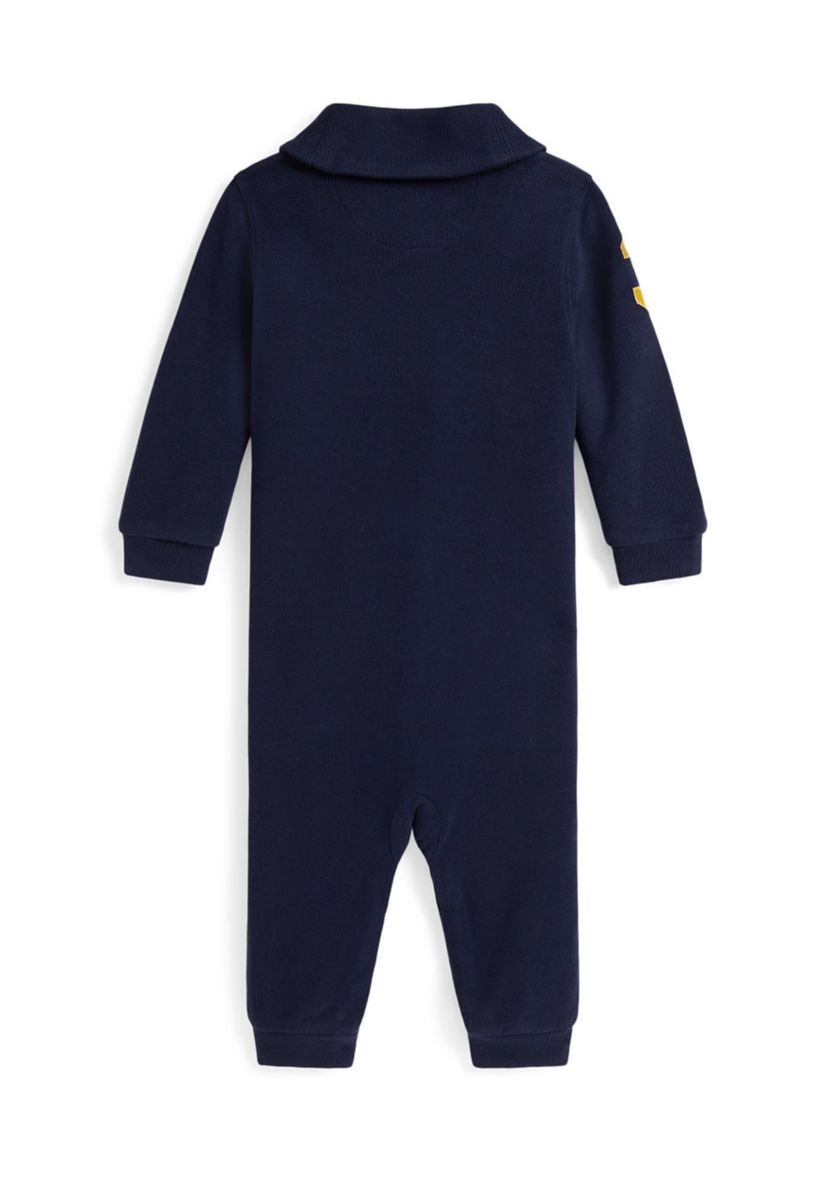 Baby Boys Estate Rib Cotton Shawl Coverall