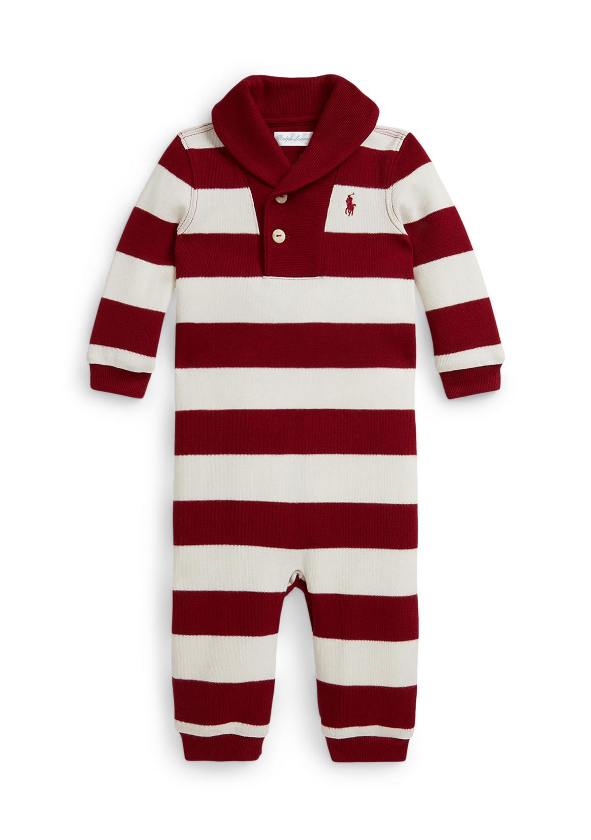 Baby Boys Striped Estate-Rib Cotton Coverall