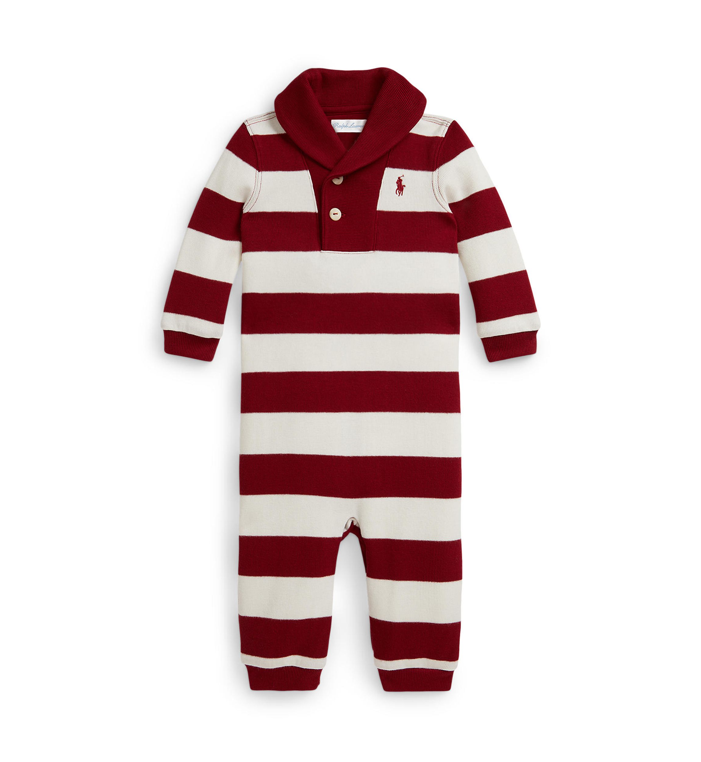 Baby Boys Striped Estate-Rib Cotton Coverall