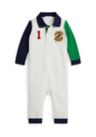 Baby Boys Color-Blocked Crest Mesh Polo Coverall