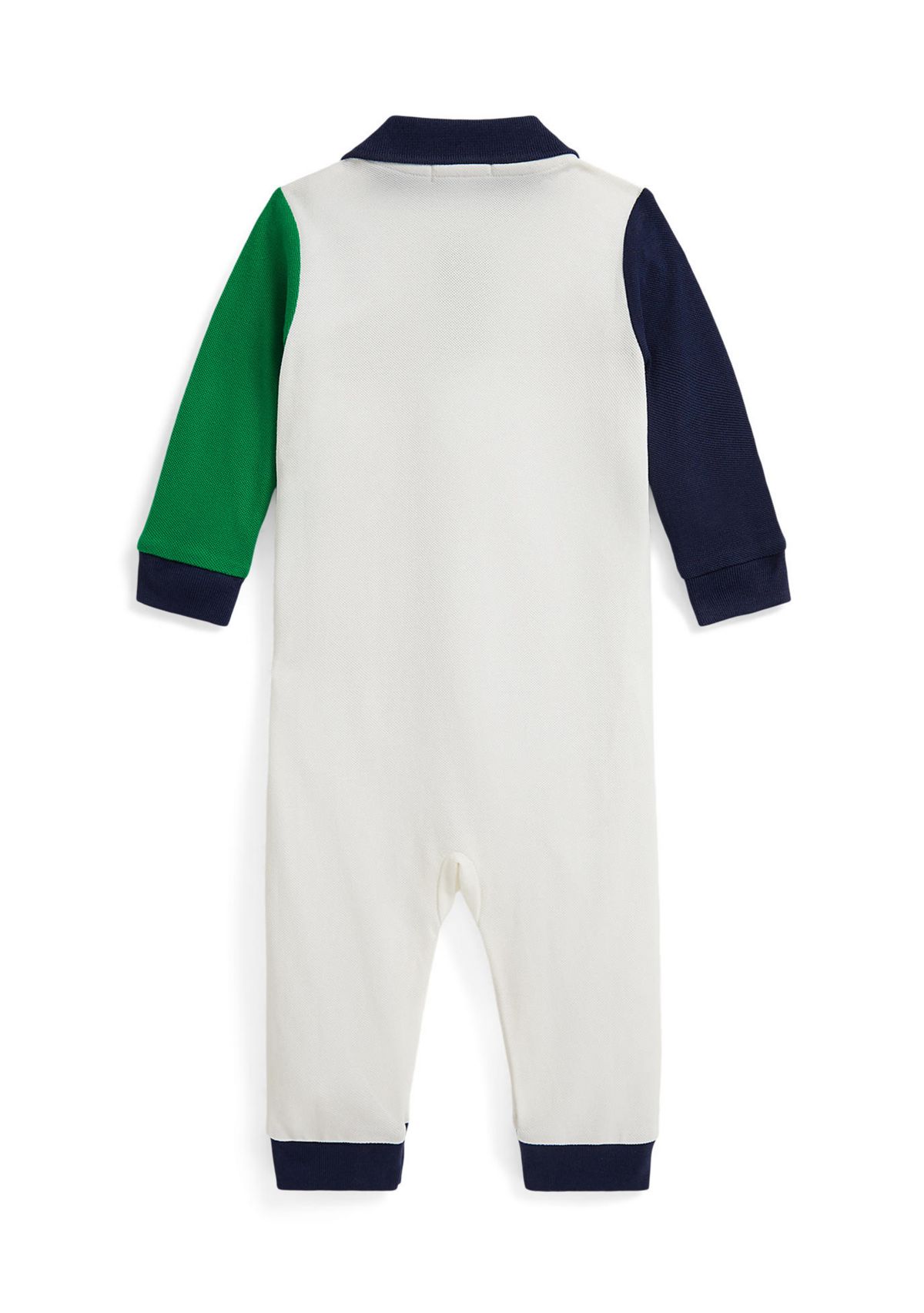 Baby Boys Color-Blocked Crest Mesh Polo Coverall