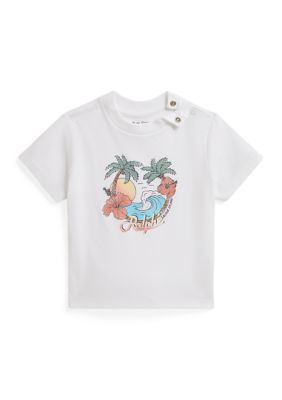 Ralph Lauren Childrenswear Baby Boys Cotton Jersey Graphic T-Shirt, White, 18 Months