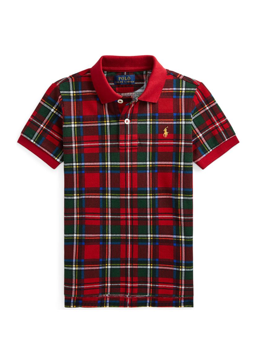 Toddler Boys Tartan Cotton Mesh Polo Shirt