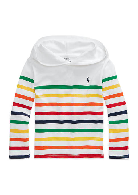 Toddler Boys Striped Cotton Hooded T-Shirt