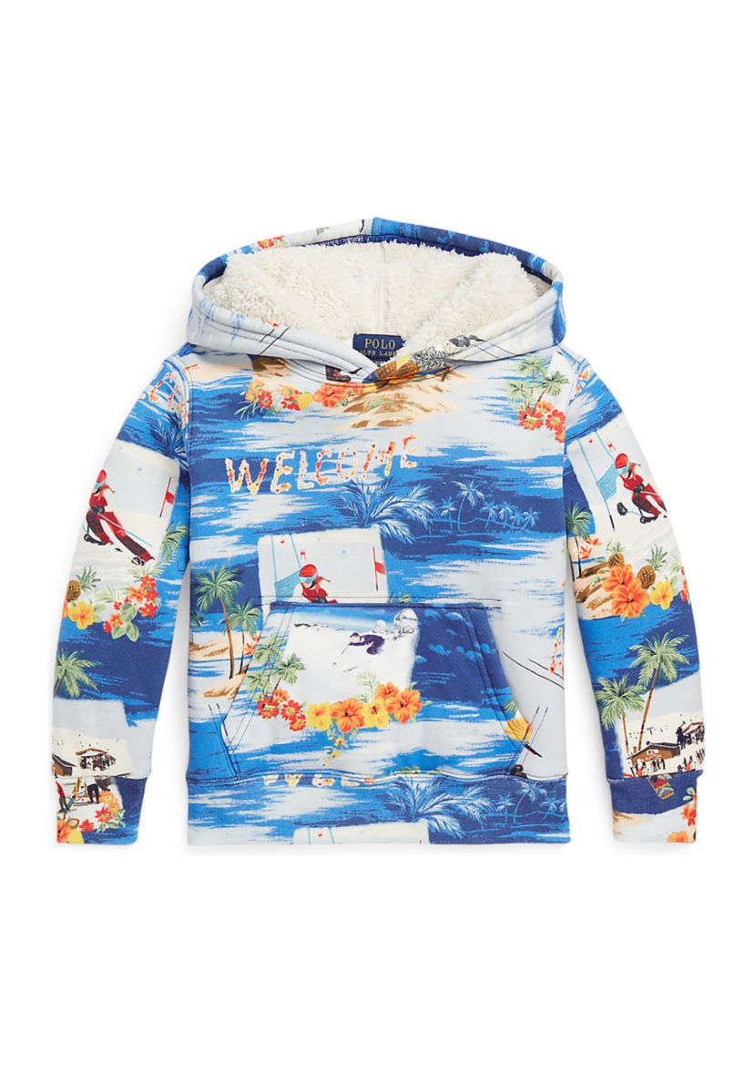 Toddler Boys Tropical Ski Print Fleece Hoodie
