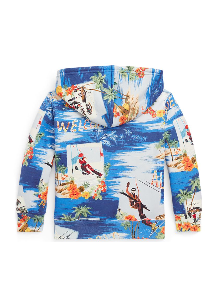 Toddler Boys Tropical Ski Print Fleece Hoodie
