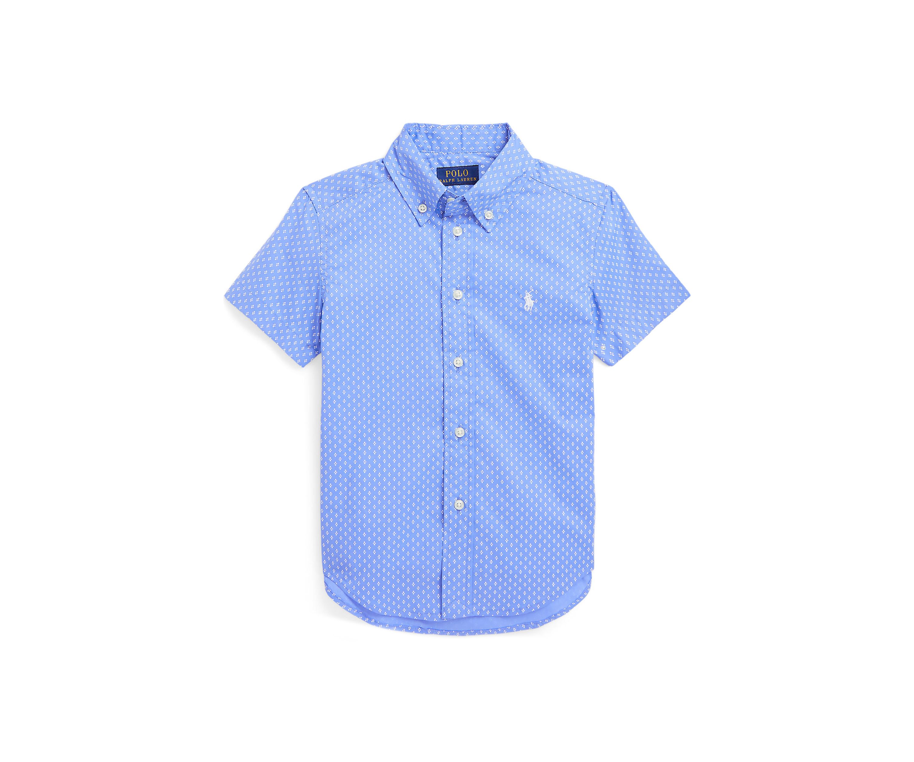 Boys 2-7 Geometric Poplin Short Sleeve Shirt