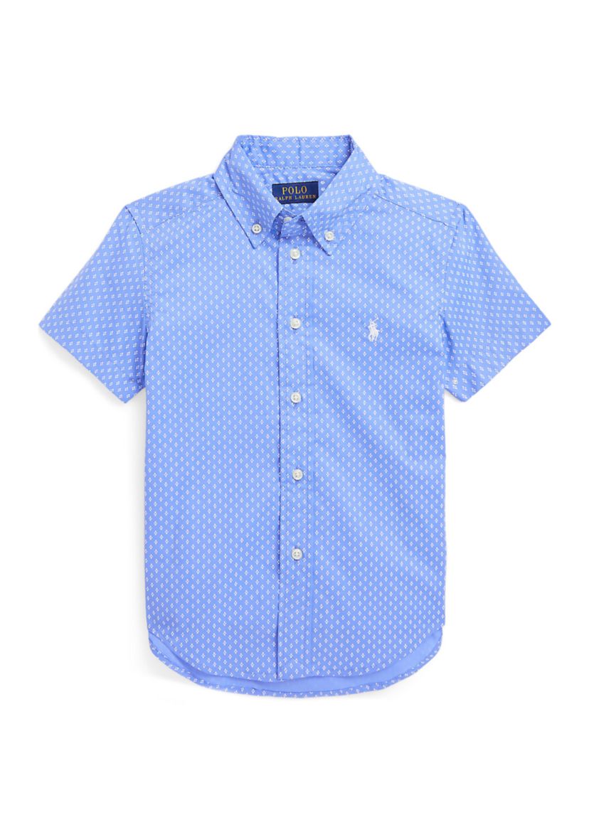 Boys 2-7 Geometric Poplin Short Sleeve Shirt