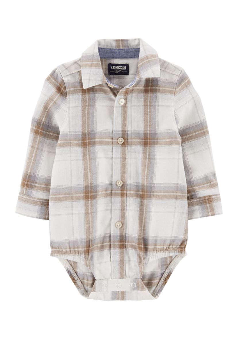 Baby Boys Plaid Woven Bodysuit